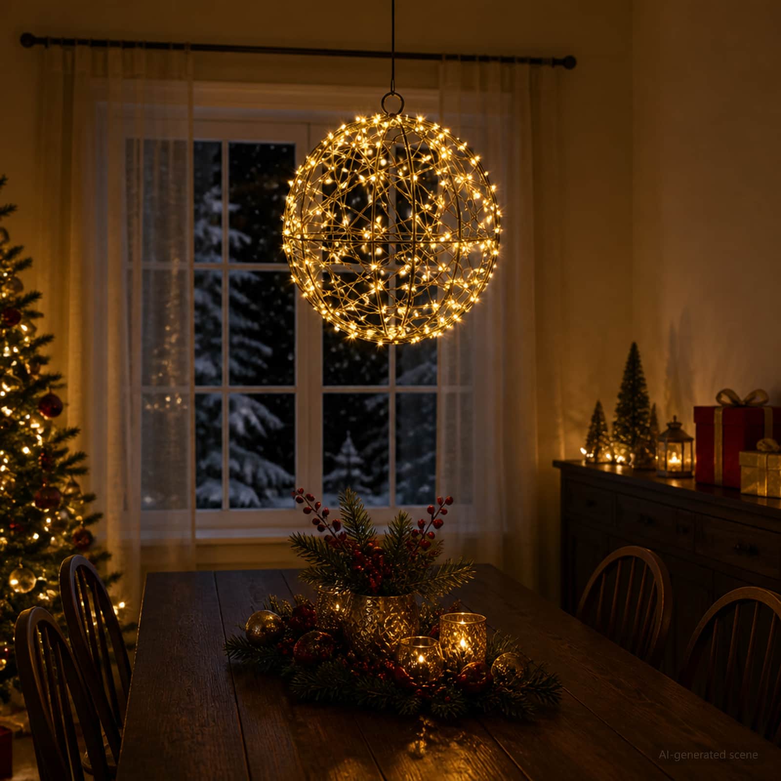 Božična konica za luči 200 LED Toplo bela Premer 20 x 22 cm