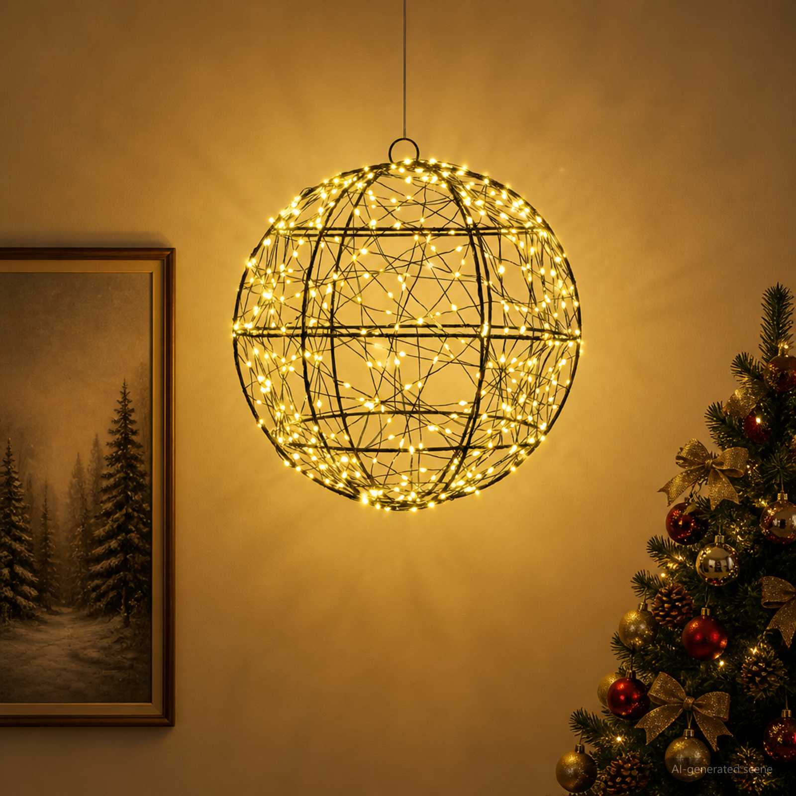 Božična konica za luči 300 LED Toplo bela Premer 30 x 32 cm