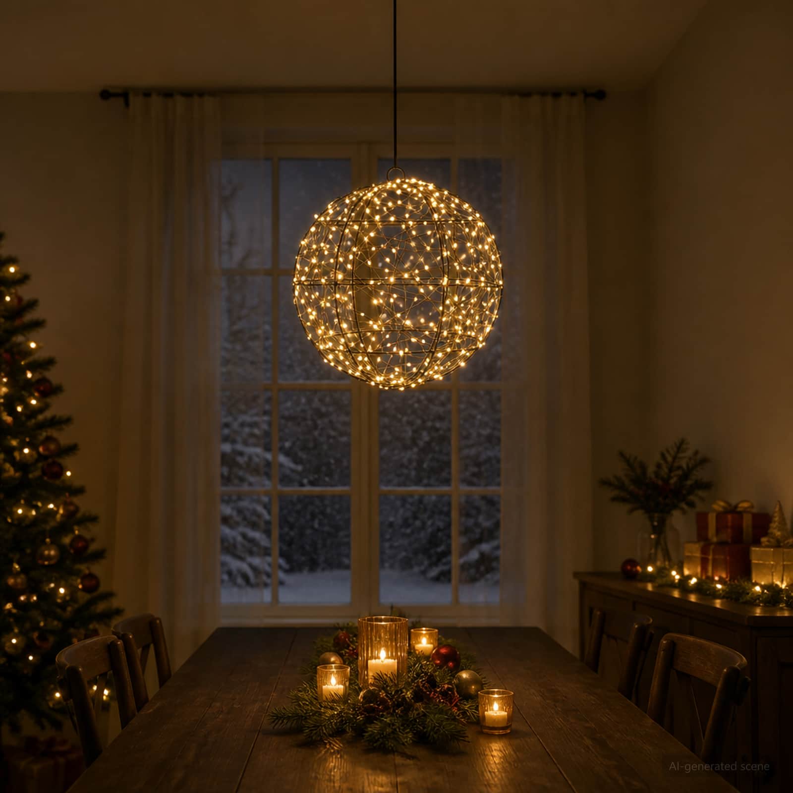 Božična konica za luči 300 LED Toplo bela Premer 30 x 32 cm