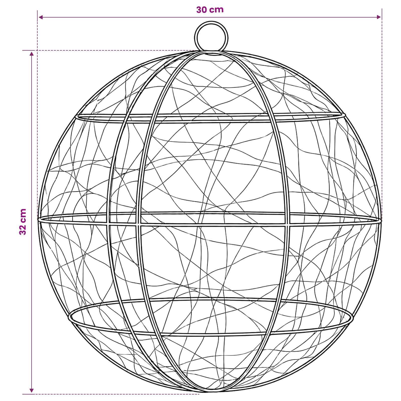 Christmas Finial Light 300 LEDs Diameter size guide