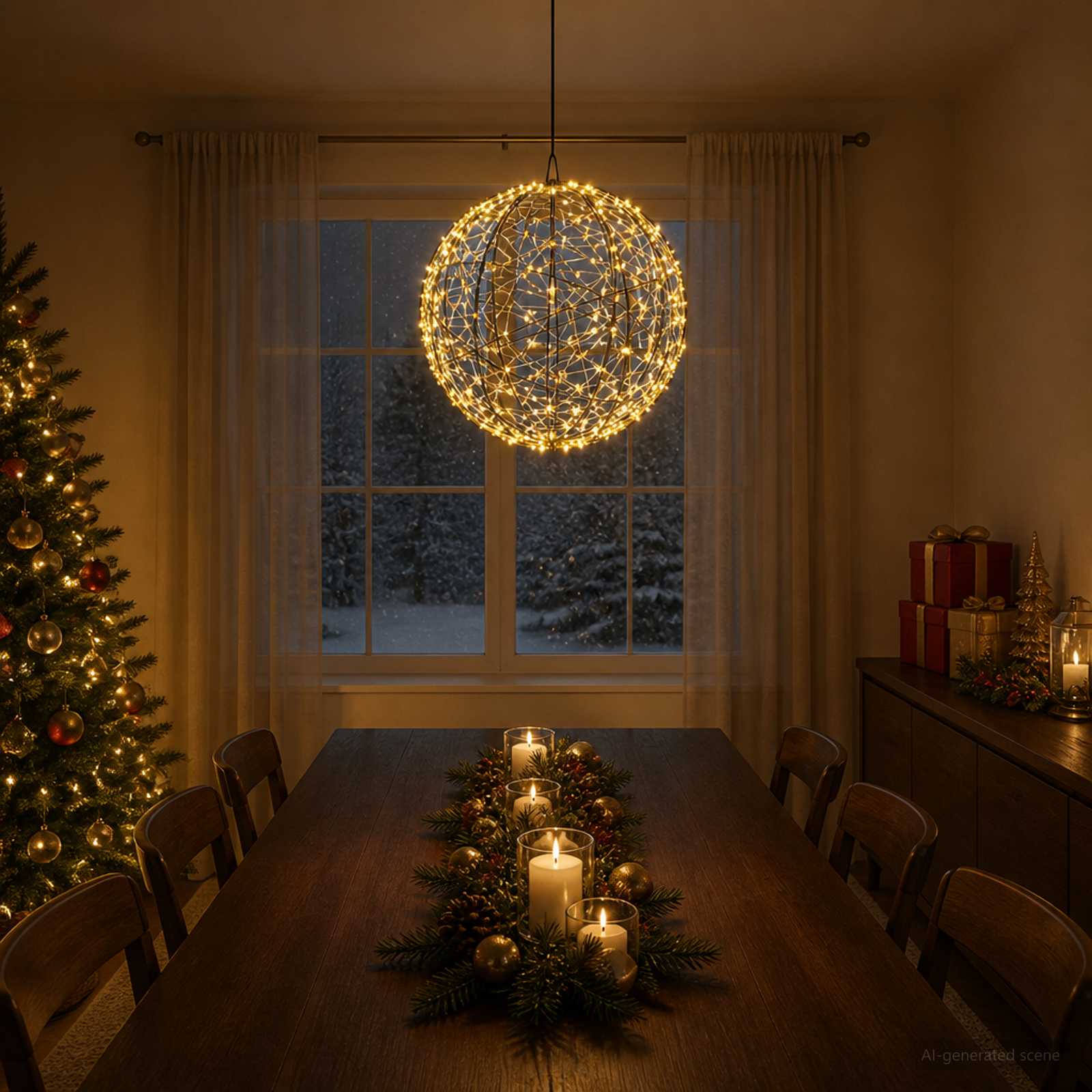 Božična konica za luči 750 LED Toplo bela Premer 50 x 52 cm