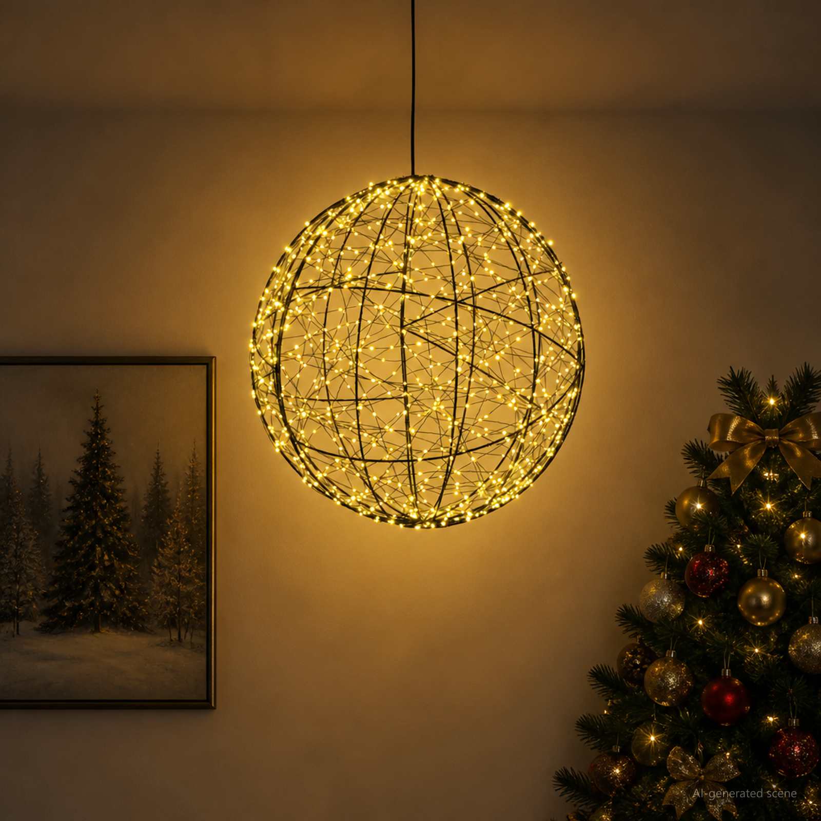 Božična konica za luči 950 LED Toplo bela Premer 60 x 63 cm
