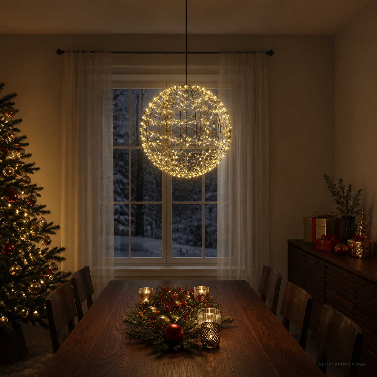 Božična konica za luči 950 LED Toplo bela Premer 60 x 63 cm