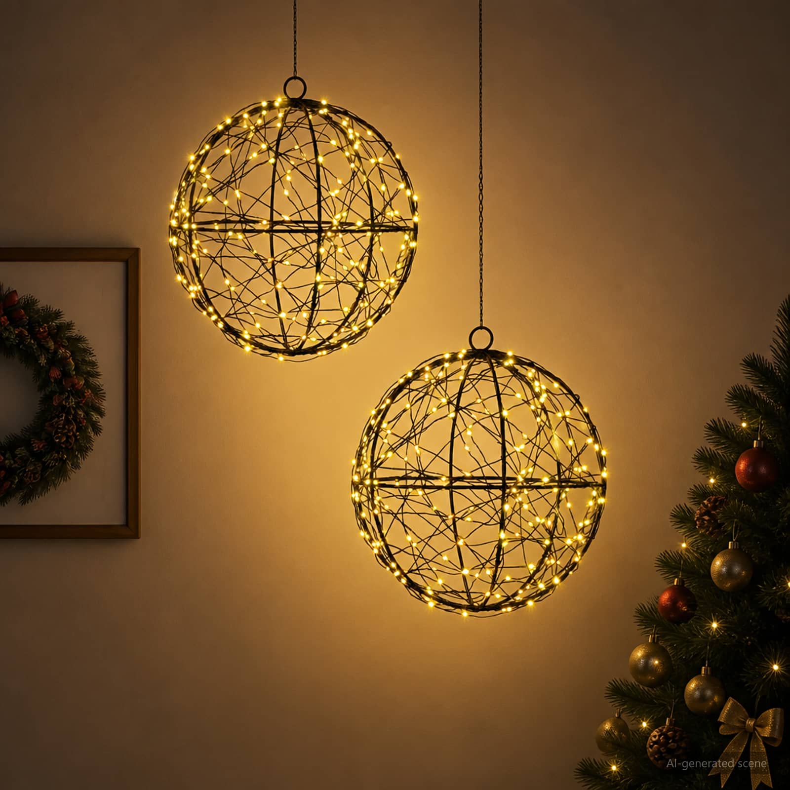 vidaXL Kerst Finial Licht 2 st 400 LED's Warmwit Diameter 20 x 22 cm, foto 2