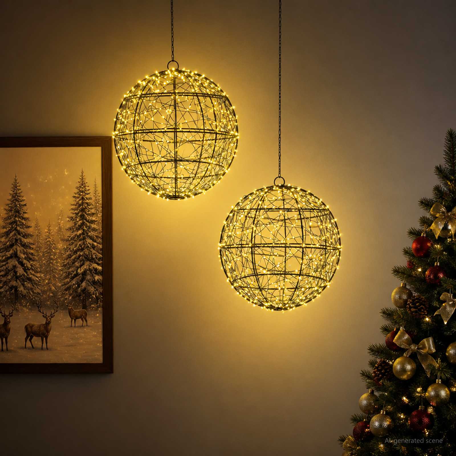 Božična konica za luči 2 kos 600 LED Toplo bela