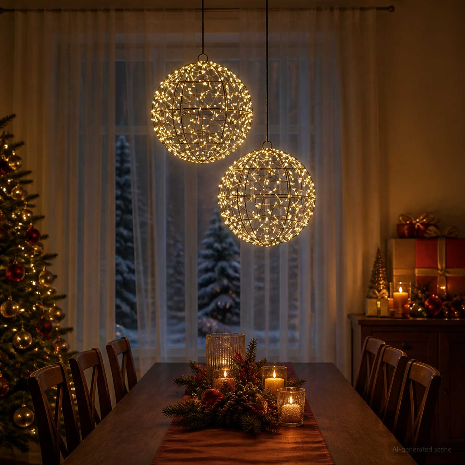 Božična konica za luči 2 kos 600 LED Toplo bela