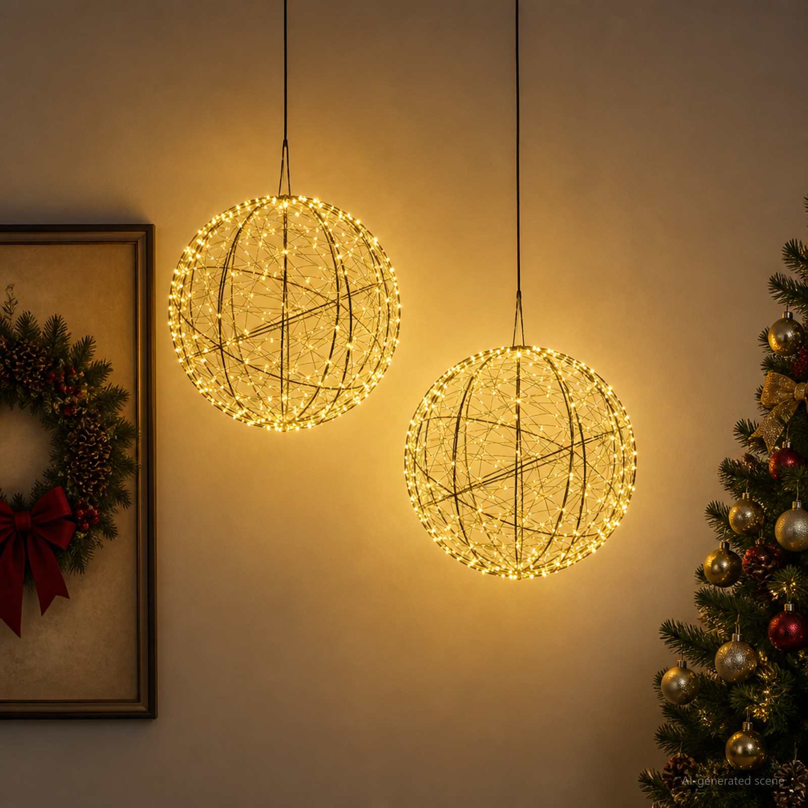 Božična konica za luči 2 kos 1000 LED Toplo bela