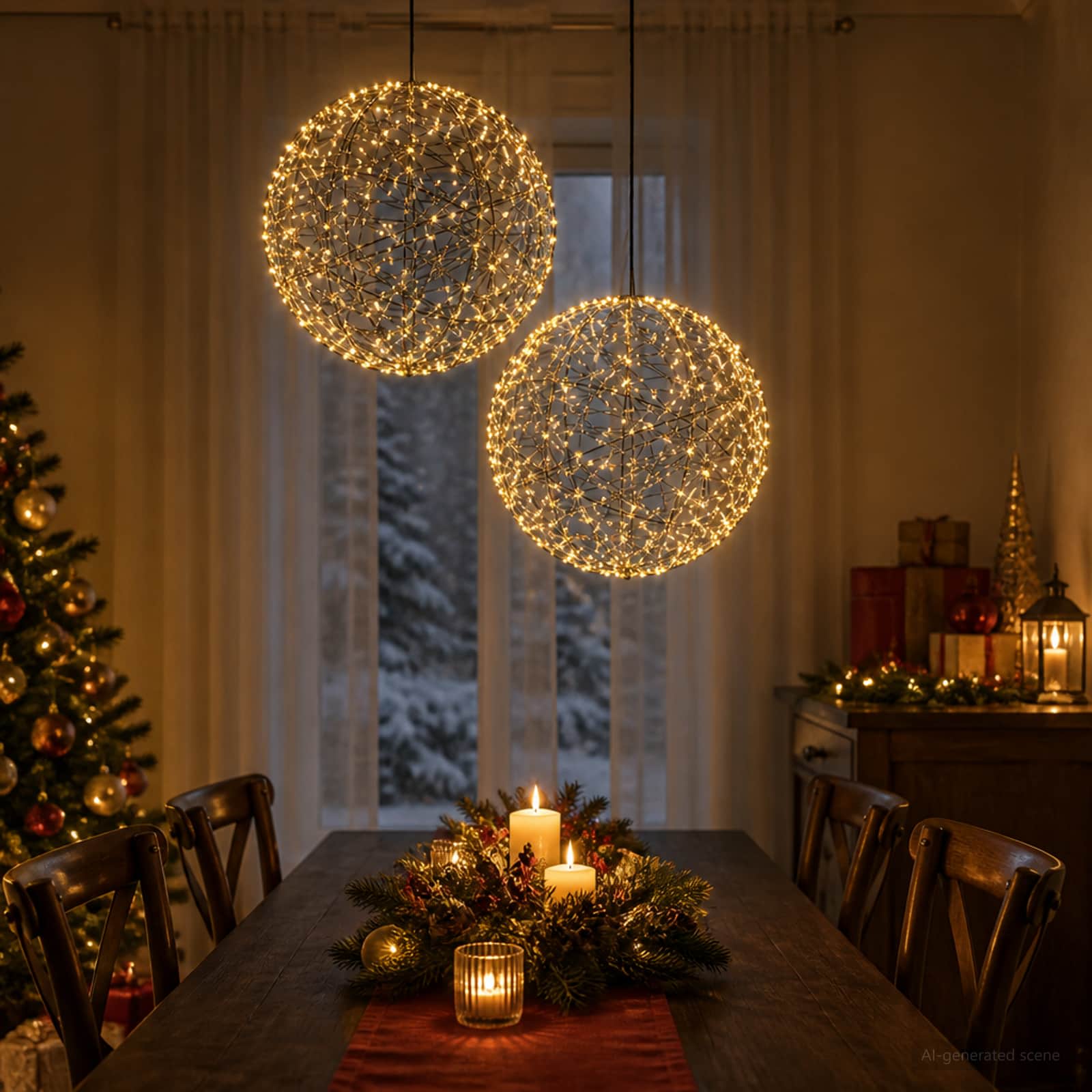 Božična konica za luči 2 kos 1000 LED Toplo bela