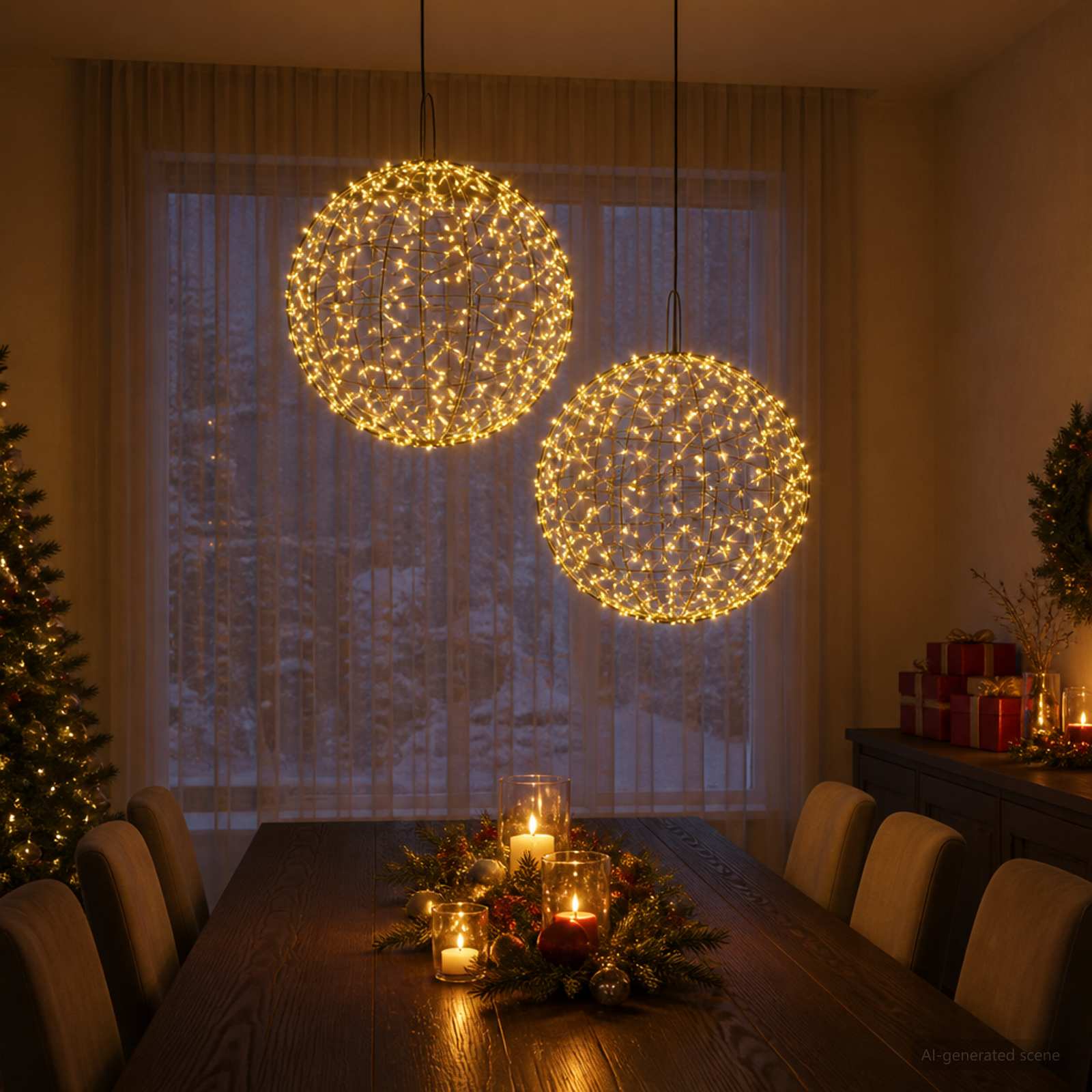 Božična konica za luči 2 kos 1900 LED Toplo bela