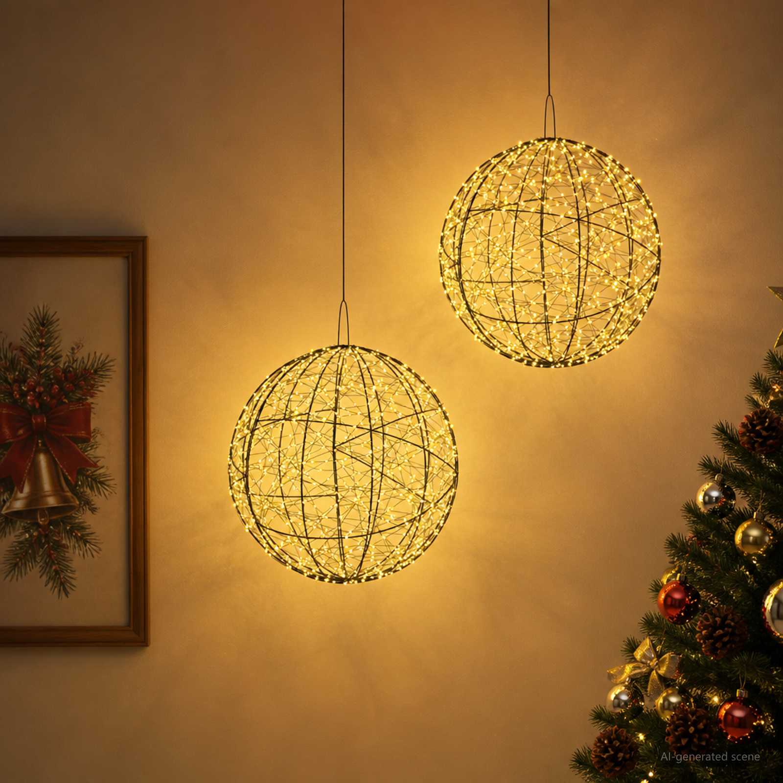 Božična konica za luči 2 kos 1900 LED Toplo bela