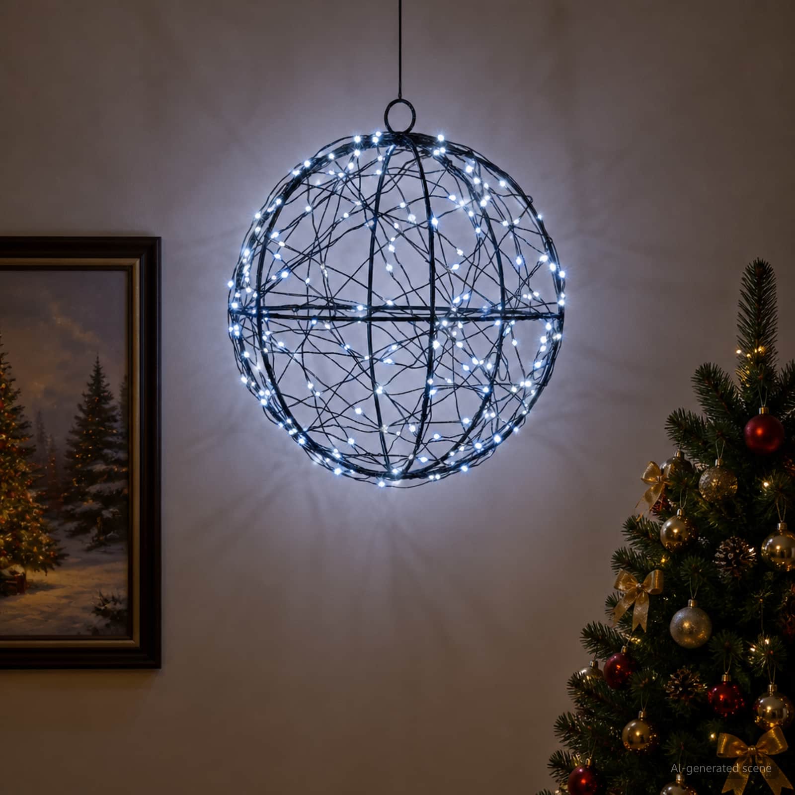 Božična konica za luči 200 LED Hladno bela Premer 20 x 22 cm