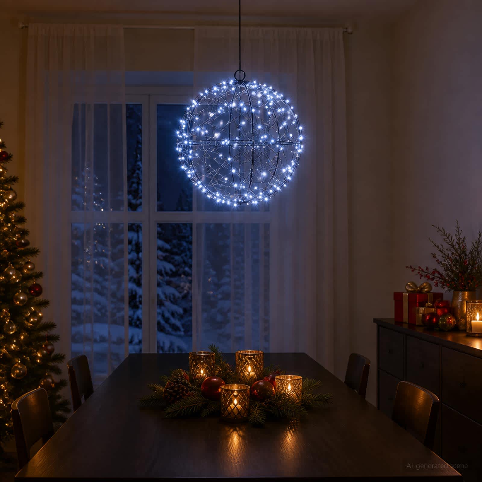 vidaXL Julefinial lys 200 LED'er Kold hvid Diameter 20 x 22 cm