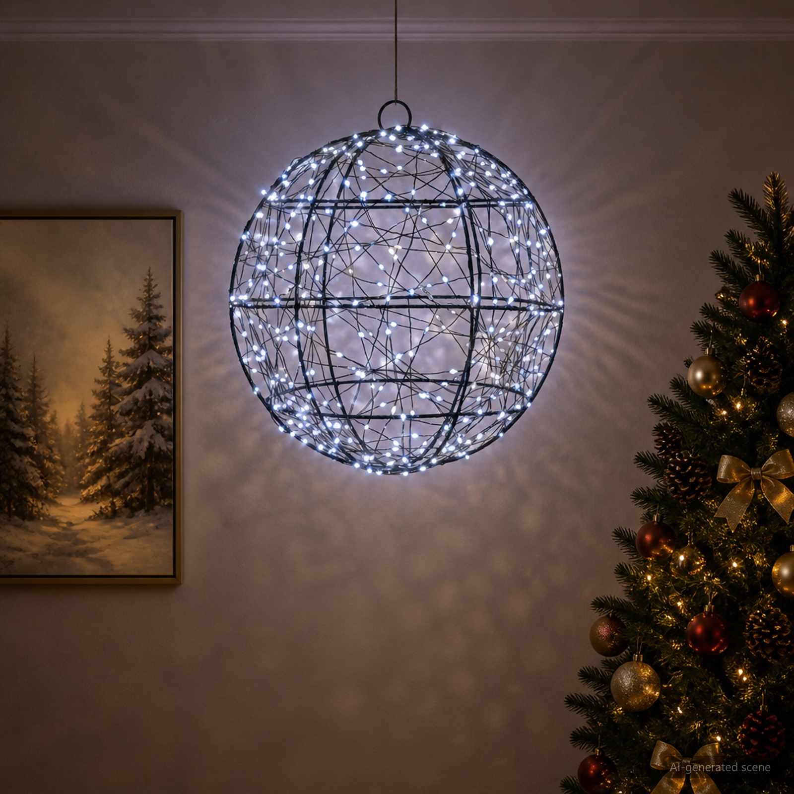 Božična konica za luči 300 LED Hladno bela Premer 30 x 32 cm