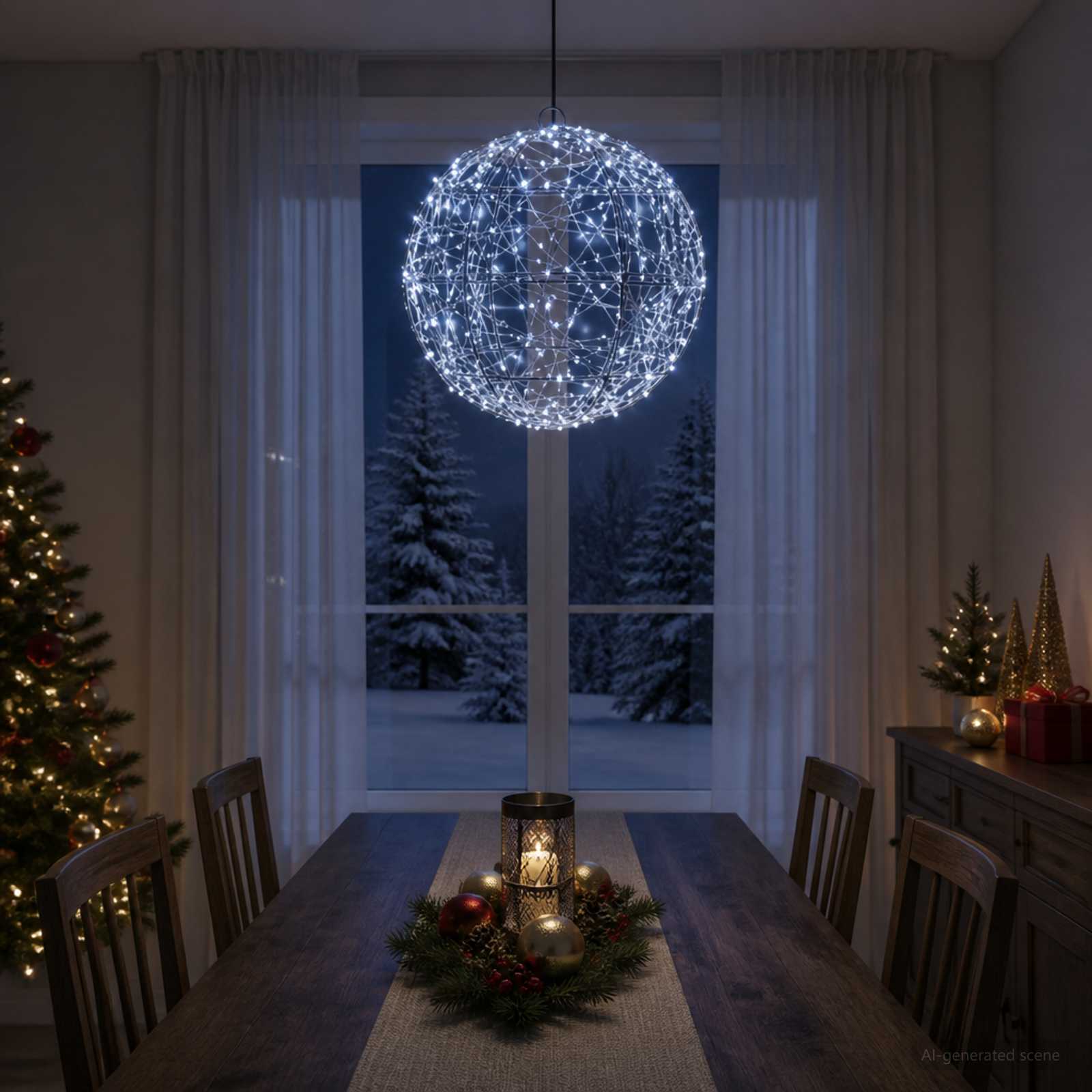 Božična konica za luči 300 LED Hladno bela Premer 30 x 32 cm