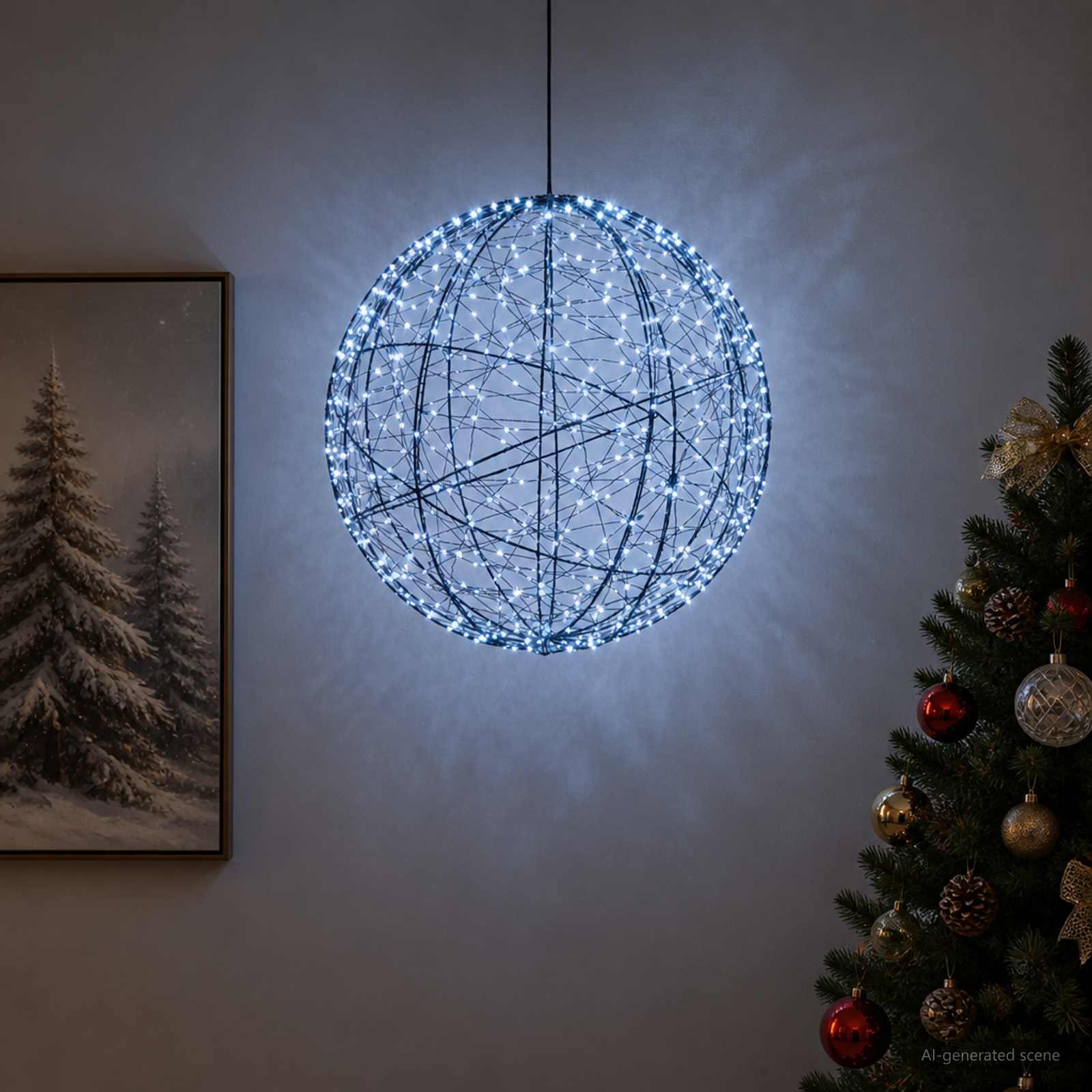vidaXL Julefinial lys 500 LED'er Kold hvid Diameter 40 x 42 cm