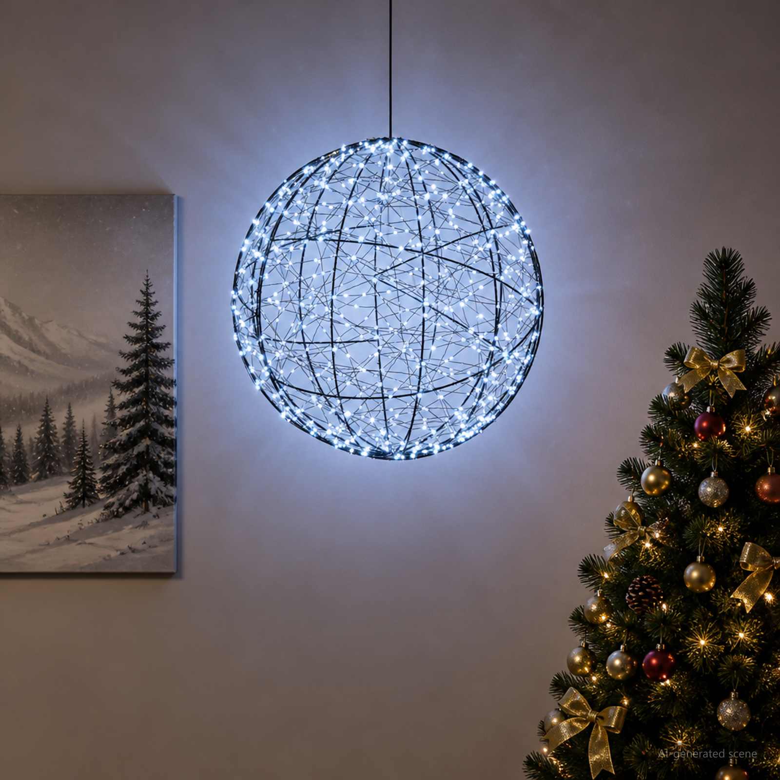 vidaXL Julefinial lys 950 LED'er Kold hvid Diameter 60 x 63 cm