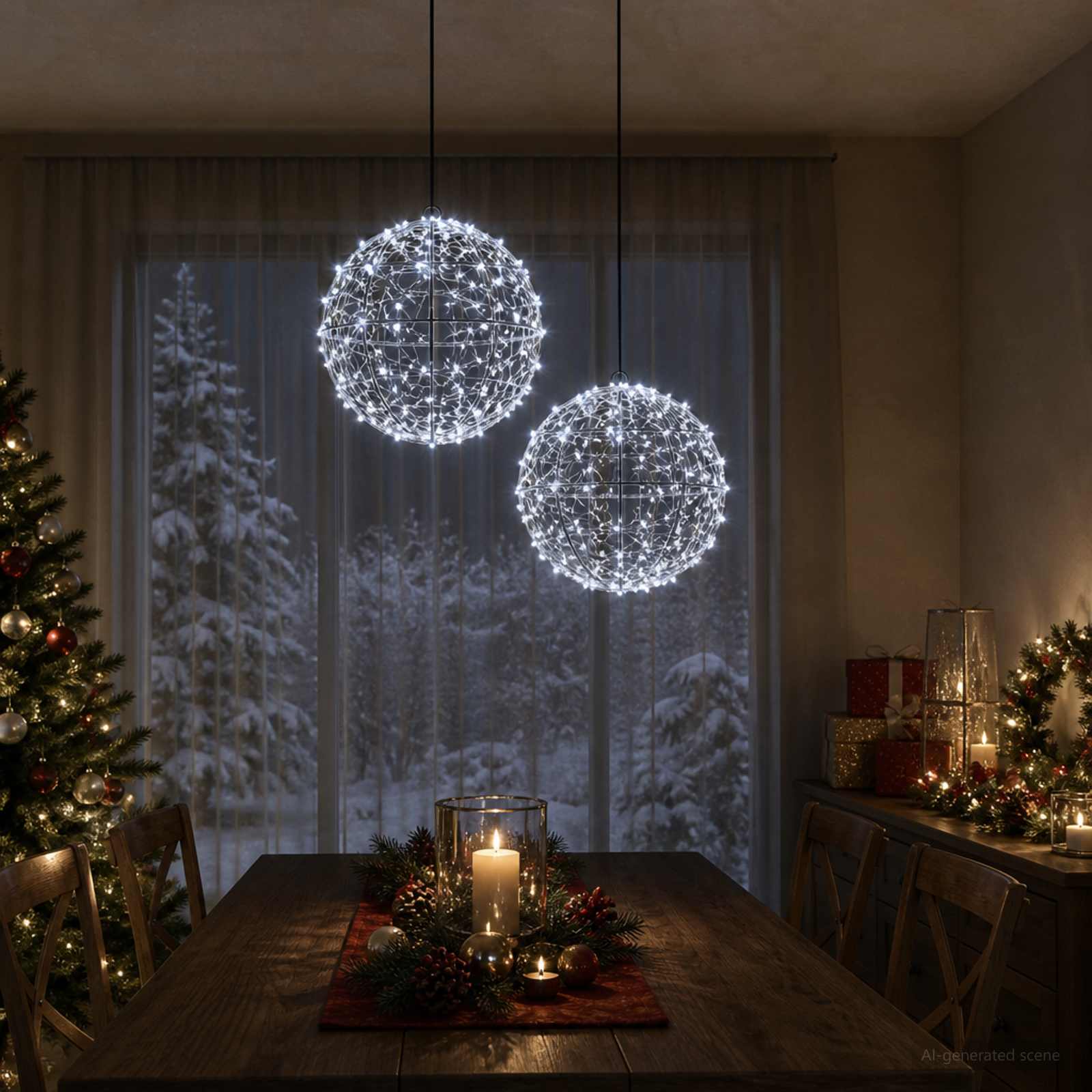 Božična konica za luči 2 kos 600 LED Hladno bela