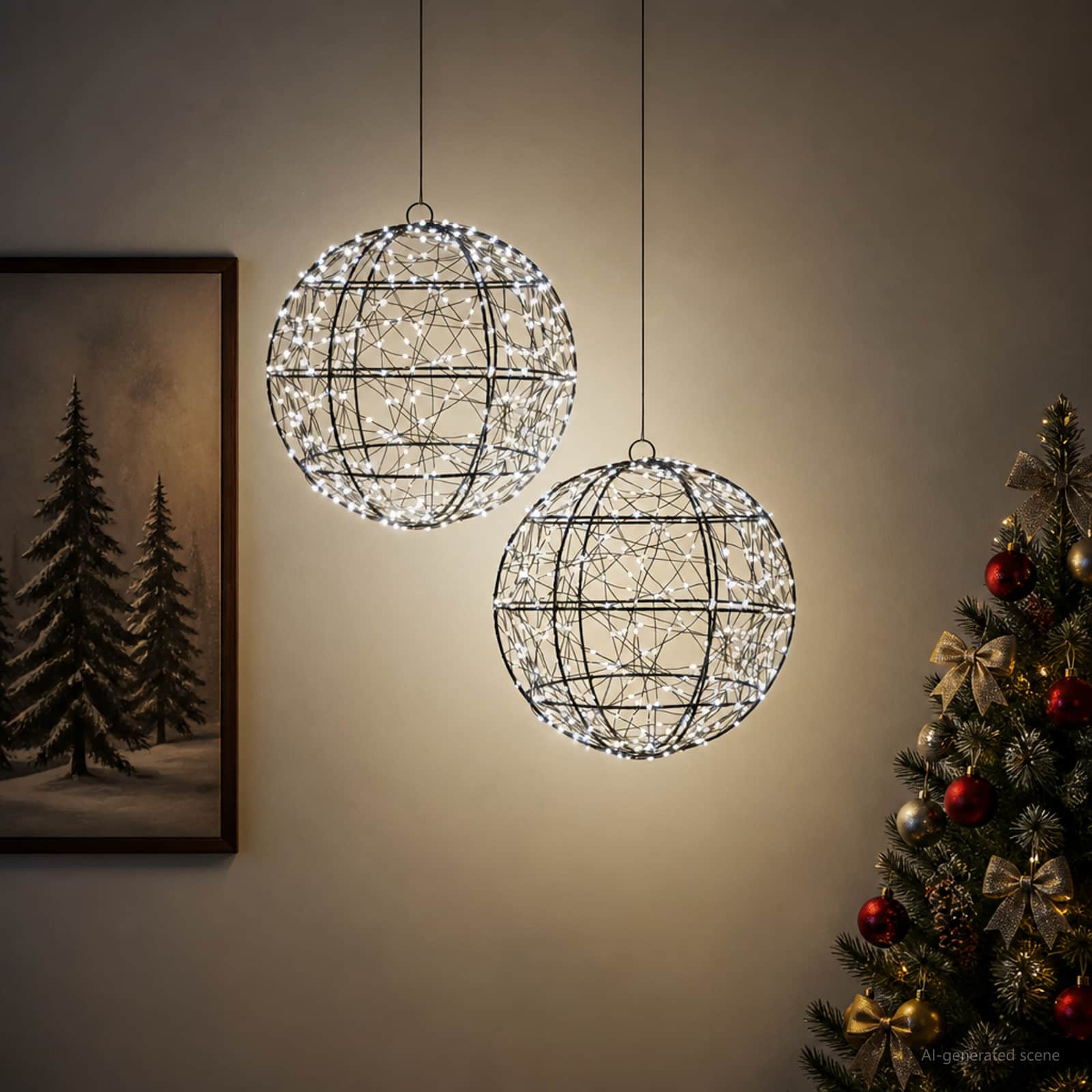 Božična konica za luči 2 kos 600 LED Hladno bela