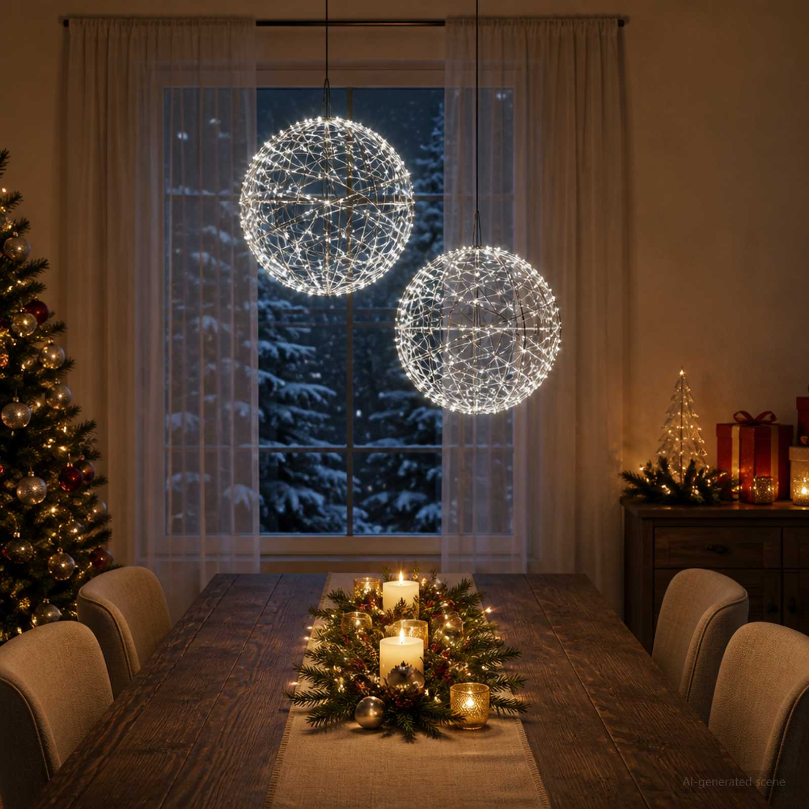 Božična konica za luči 2 kos 1000 LED Hladno bela