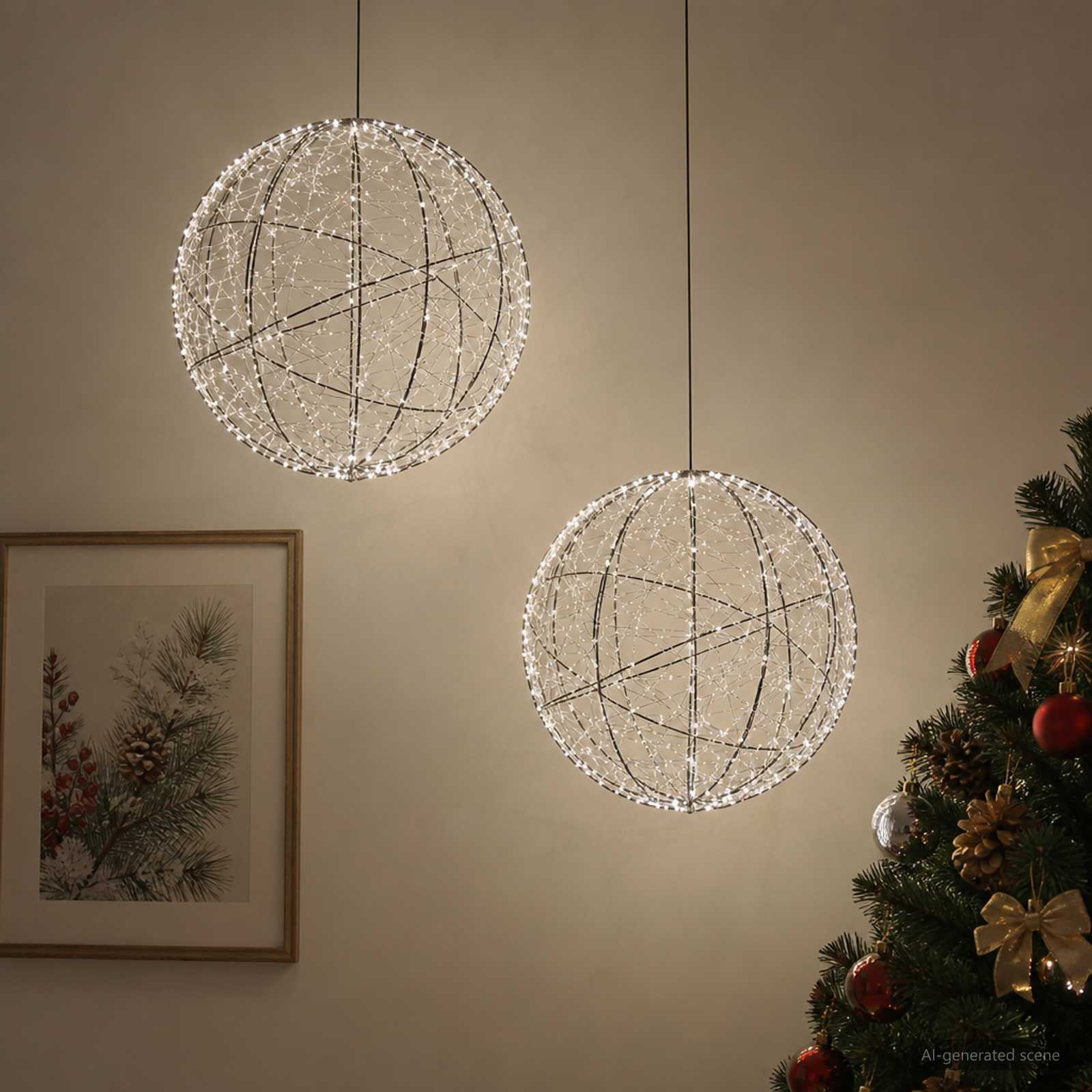 Božična konica za luči 2 kos 1000 LED Hladno bela