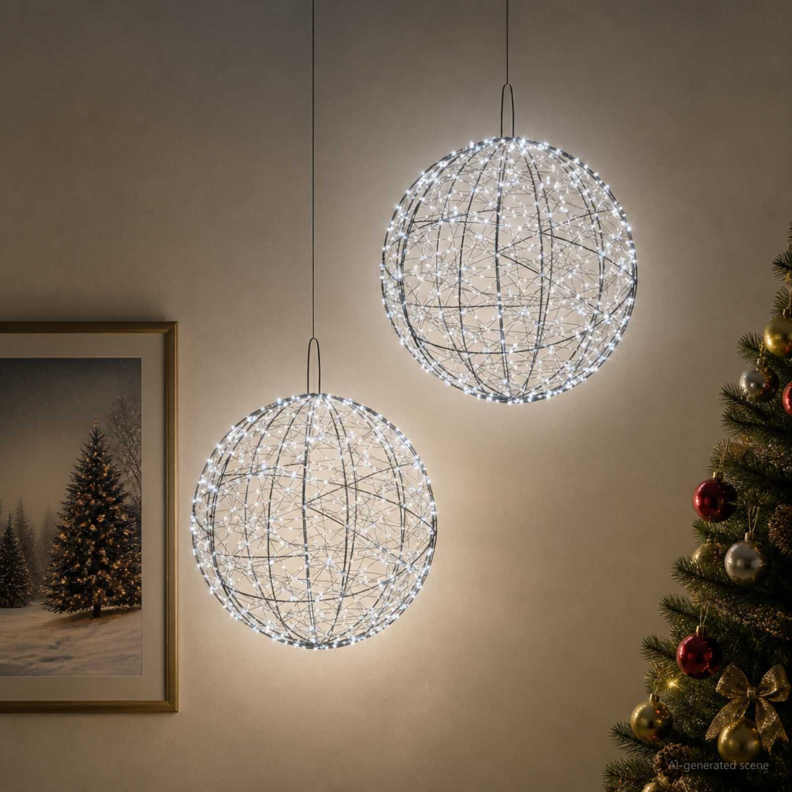 Božična konica za luči 2 kos 1900 LED Hladno bela