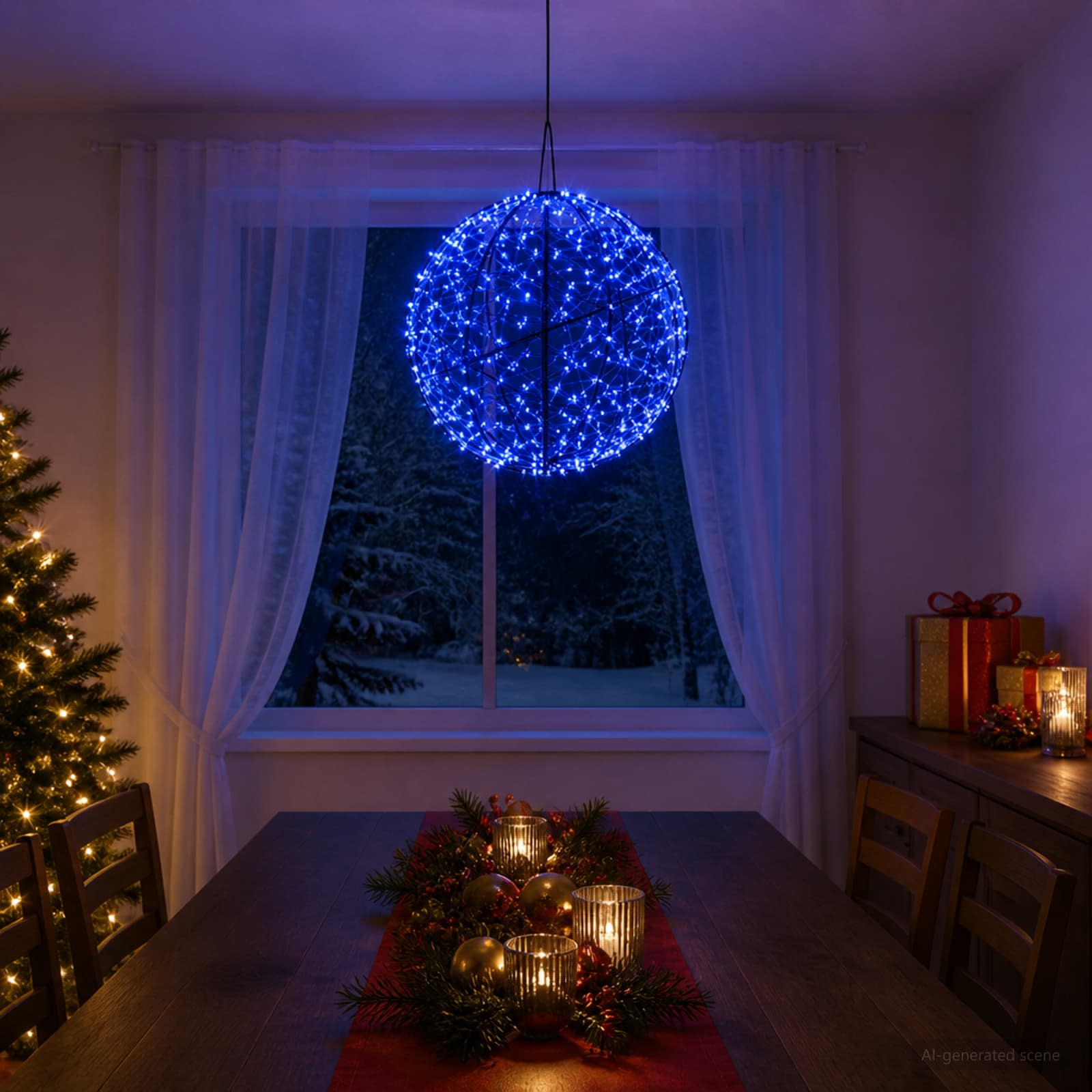 Božična konica za luči 750 LED Modra Premer 50 x 52 cm