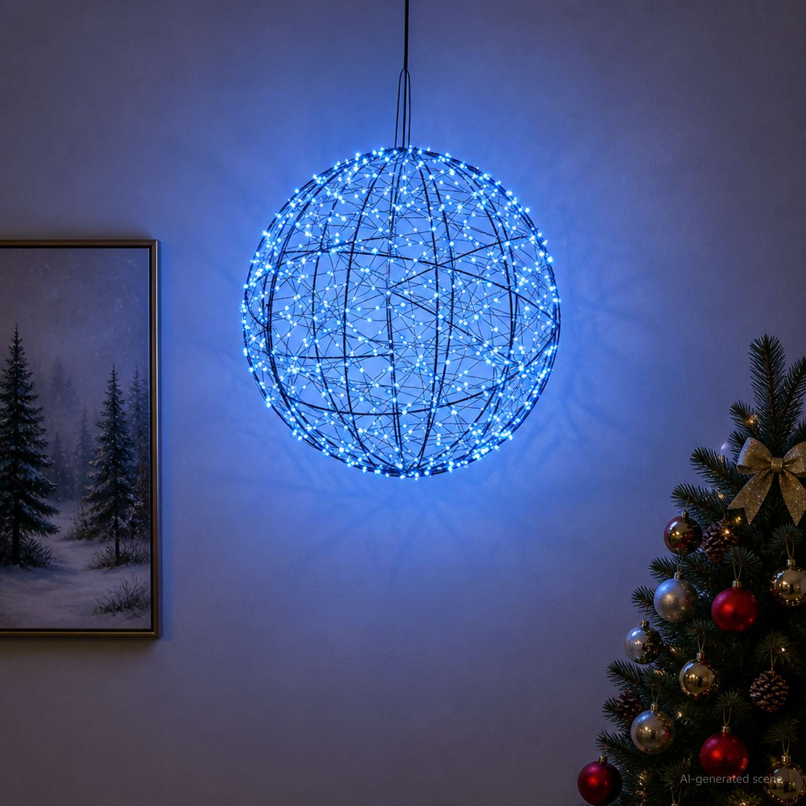 vidaXL Kerst Finial Licht 950 LED's Blauw Diameter 60 x 63 cm, foto 2