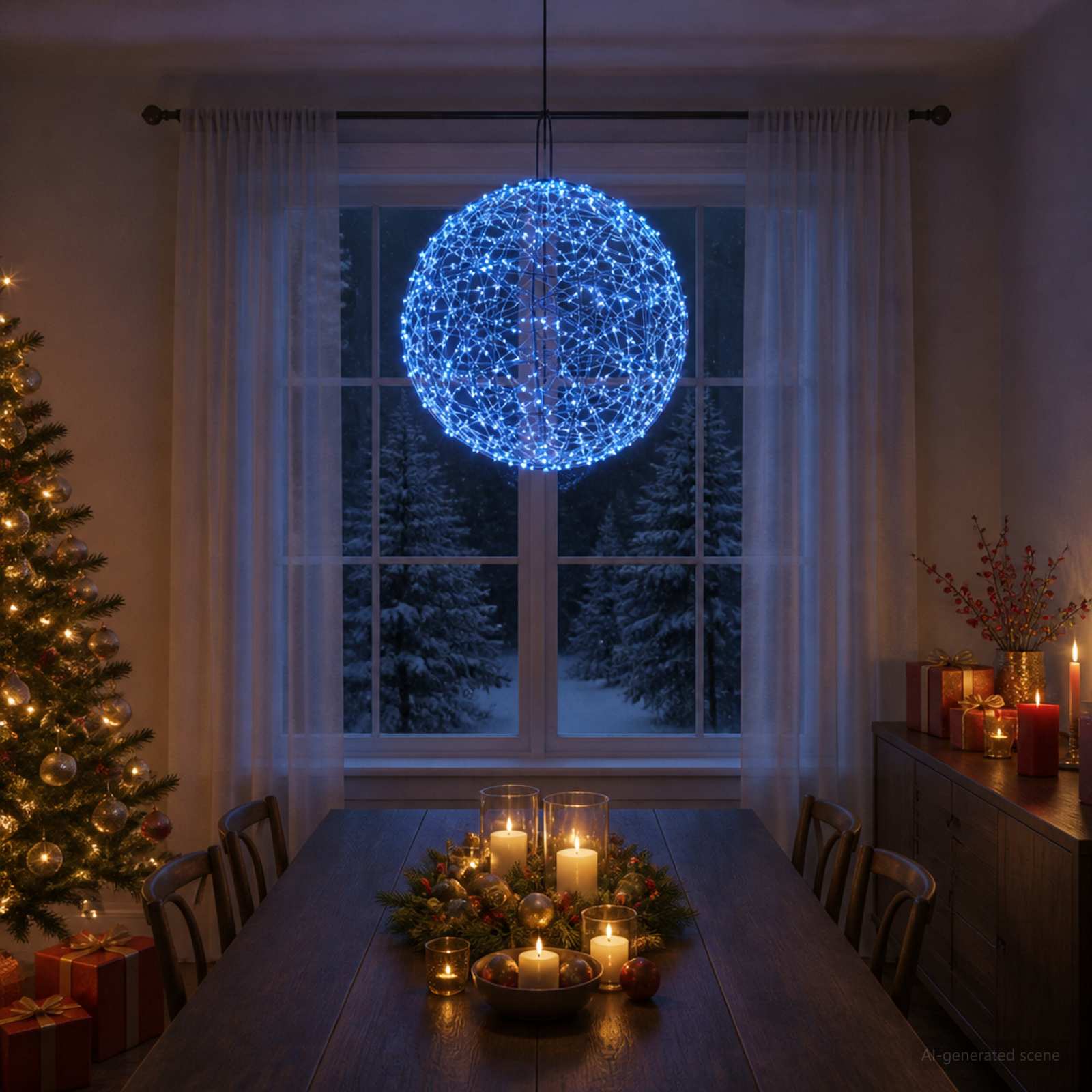 Božična konica za luči 950 LED Modra Premer 60 x 63 cm