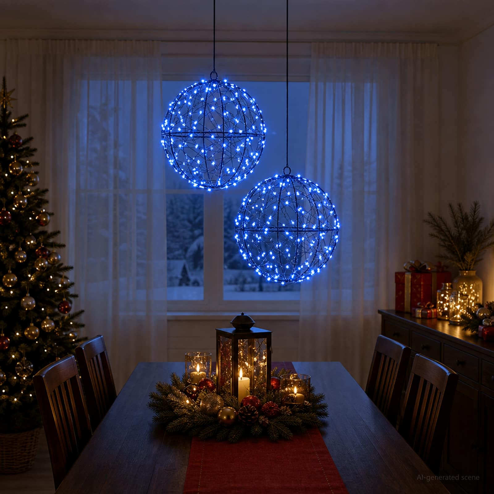 vidaXL Julefinial lys 2 stk. 400 LED'er Blå Diameter 20 x 22 cm