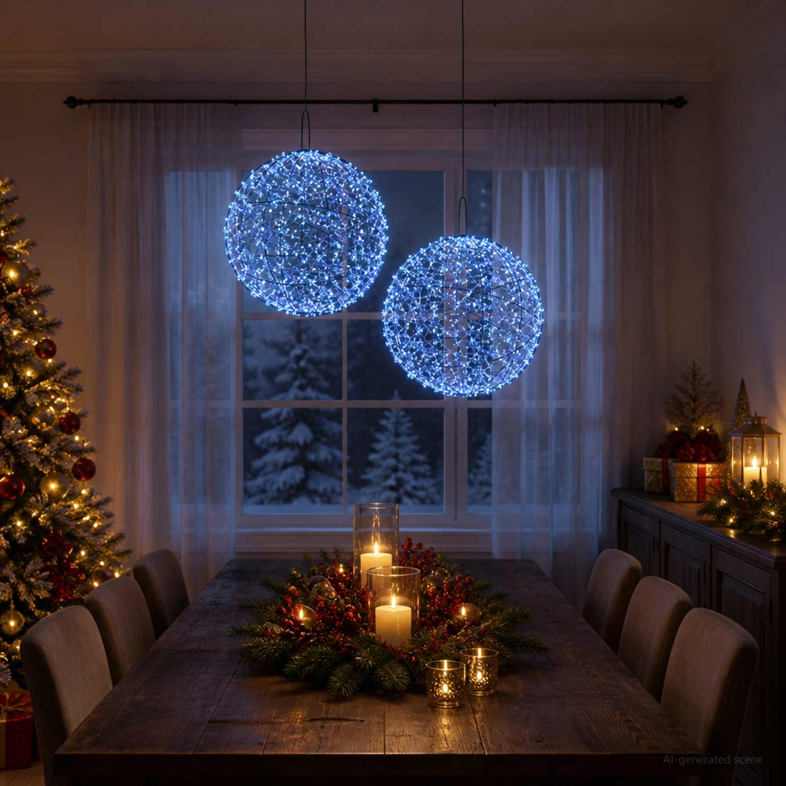 vidaXL Weihnachts-Finial-Licht 2 stk. 1900 LEDs Blau Ø 60 x 63 cm