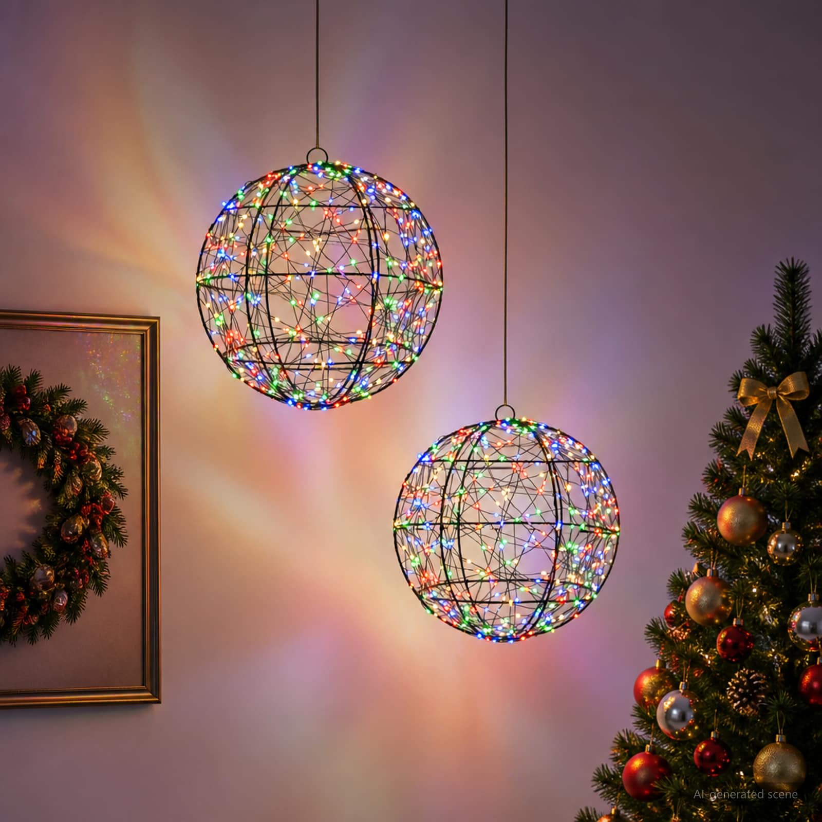 Božična konica za luči 2 kos 600 LED Večbarvno