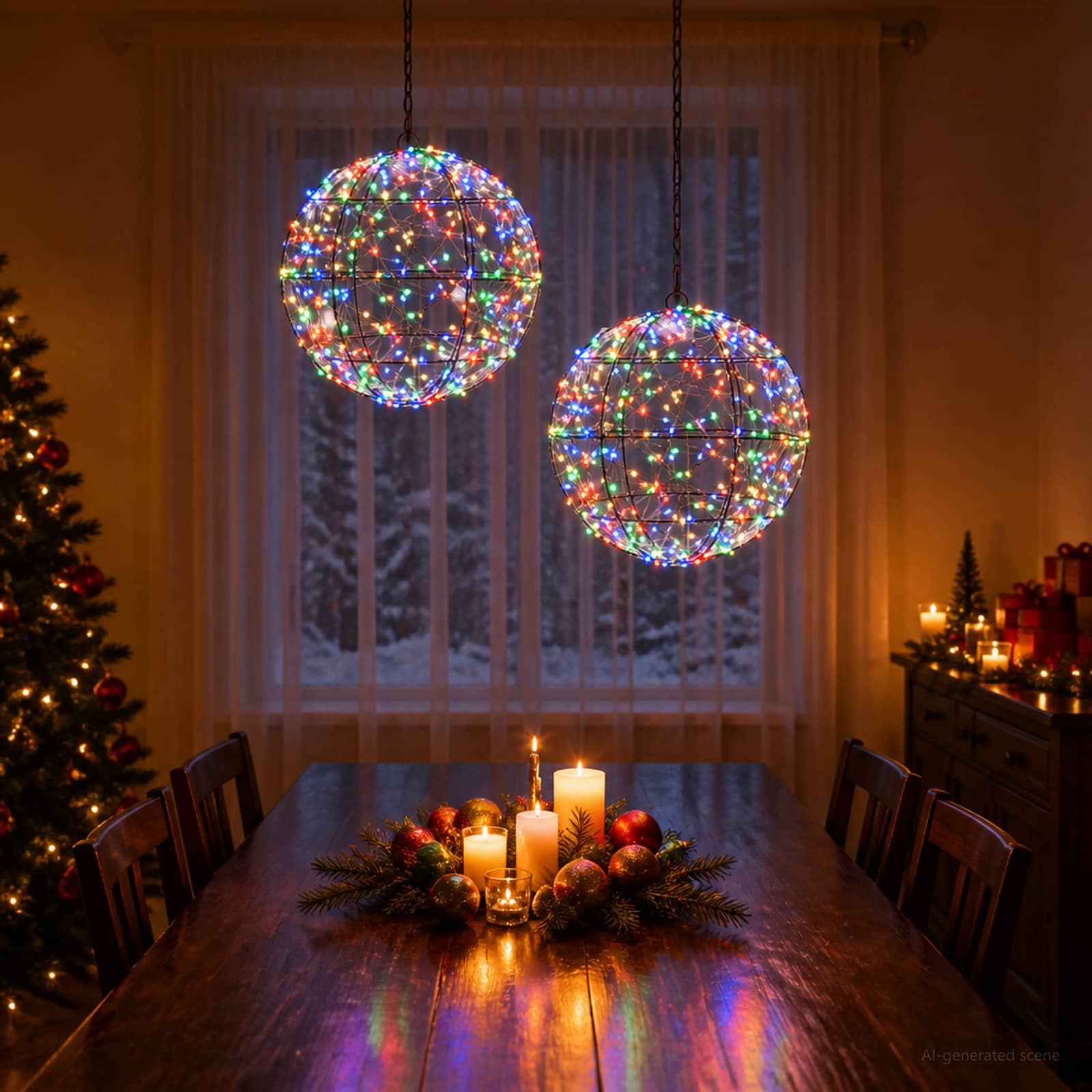 Božična konica za luči 2 kos 600 LED Večbarvno