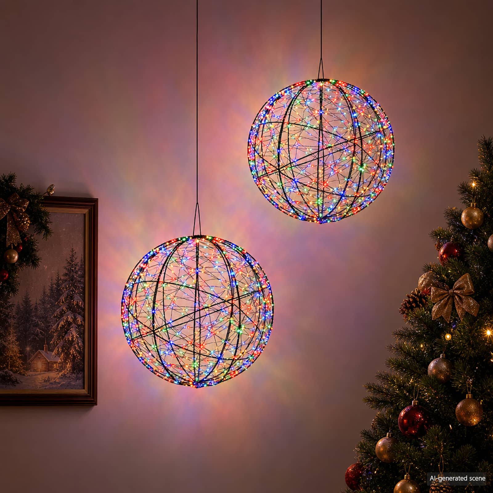 Božična konica za luči 2 kos 1000 LED Večbarvno Ø 40 x 42 cm