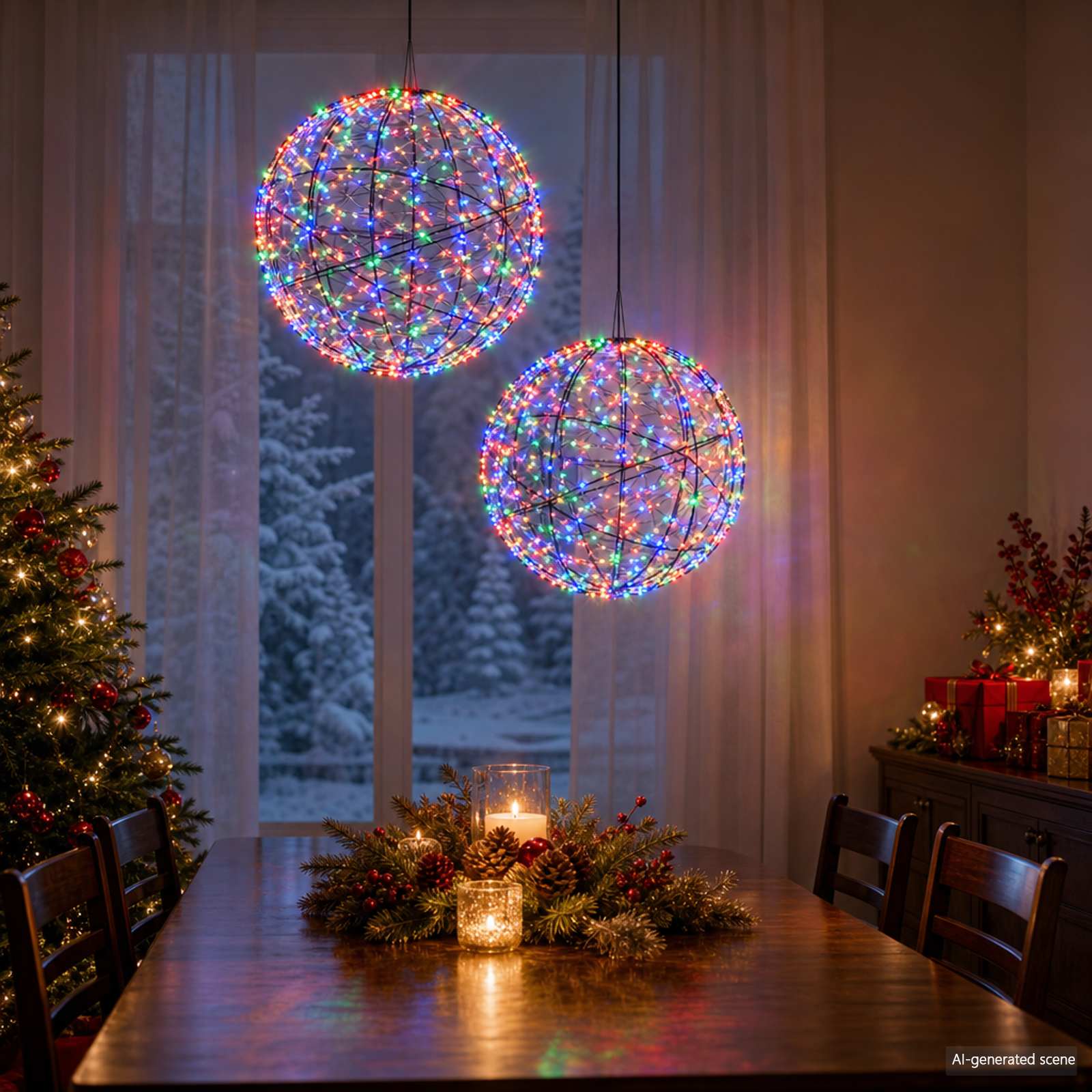 Božična konica za luči 2 kos 1000 LED Večbarvno Ø 40 x 42 cm
