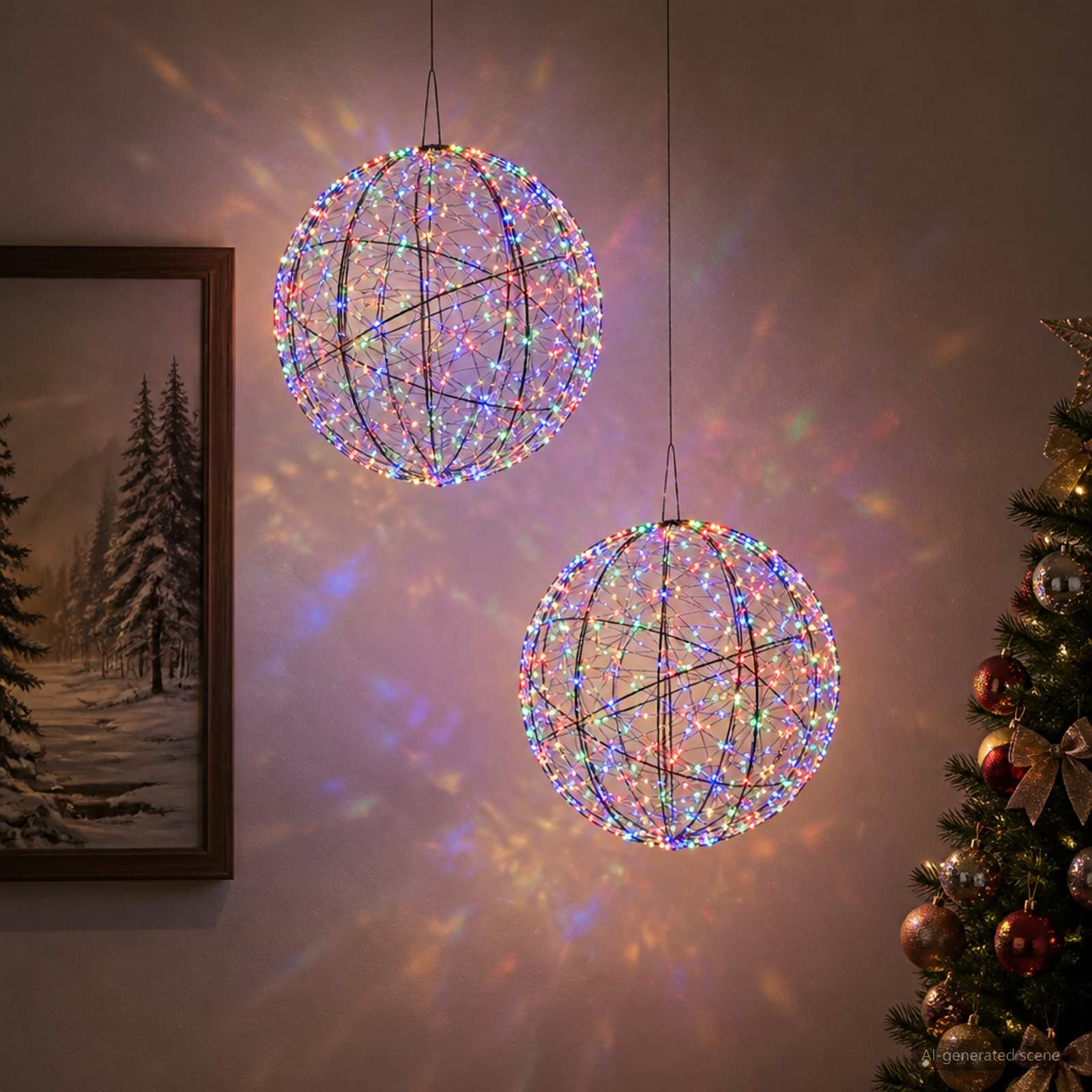 vidaXL Julefinial lys 2 stk. 1500 LED'er Flerfarvet