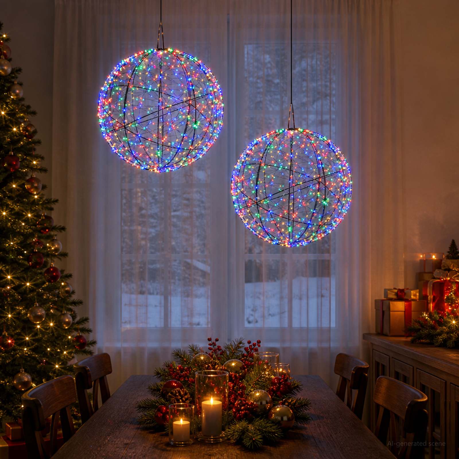 Božična konica za luči 2 kos 1500 LED Večbarvno