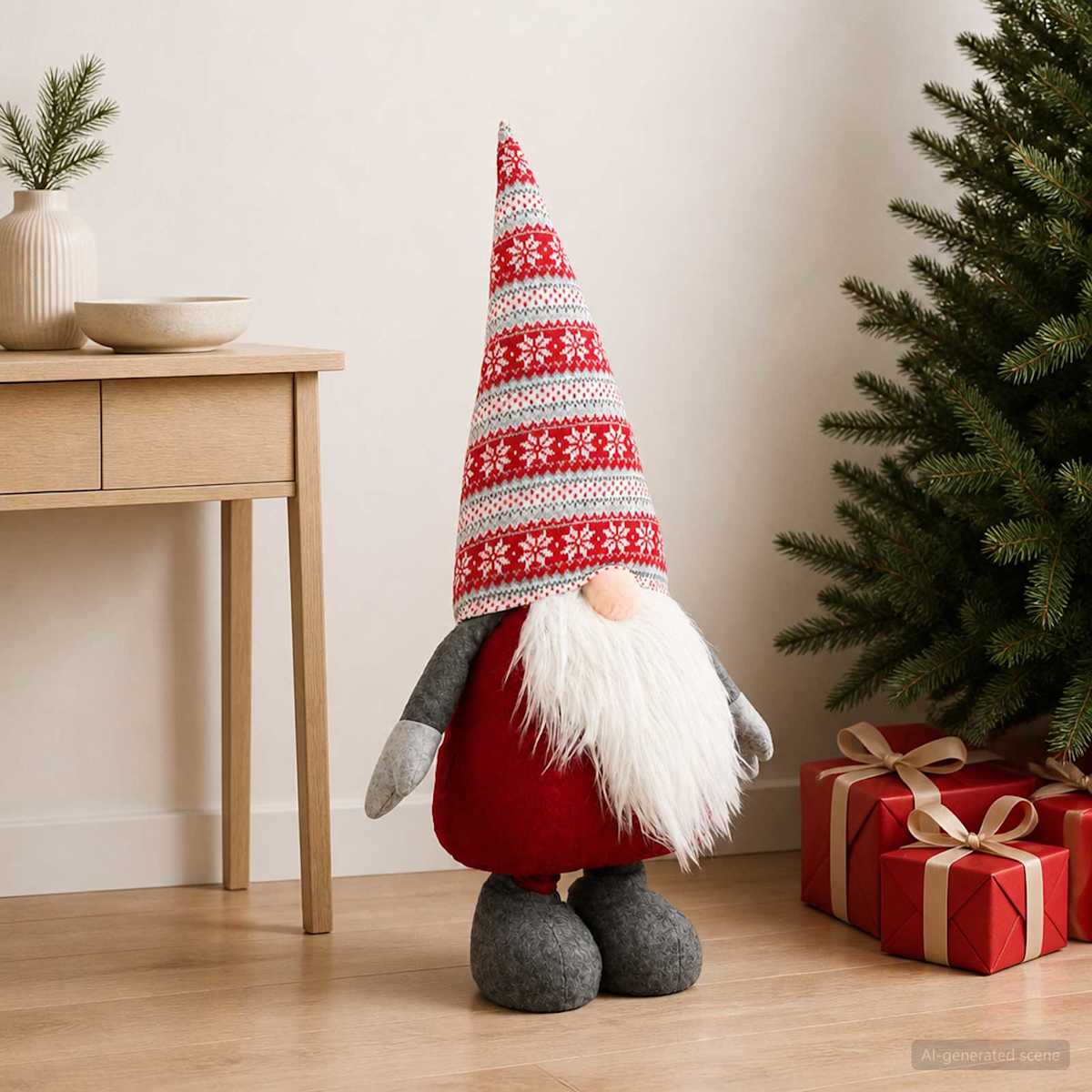 Julenisse med teleskopben 130 cm Polyester - Billede 3