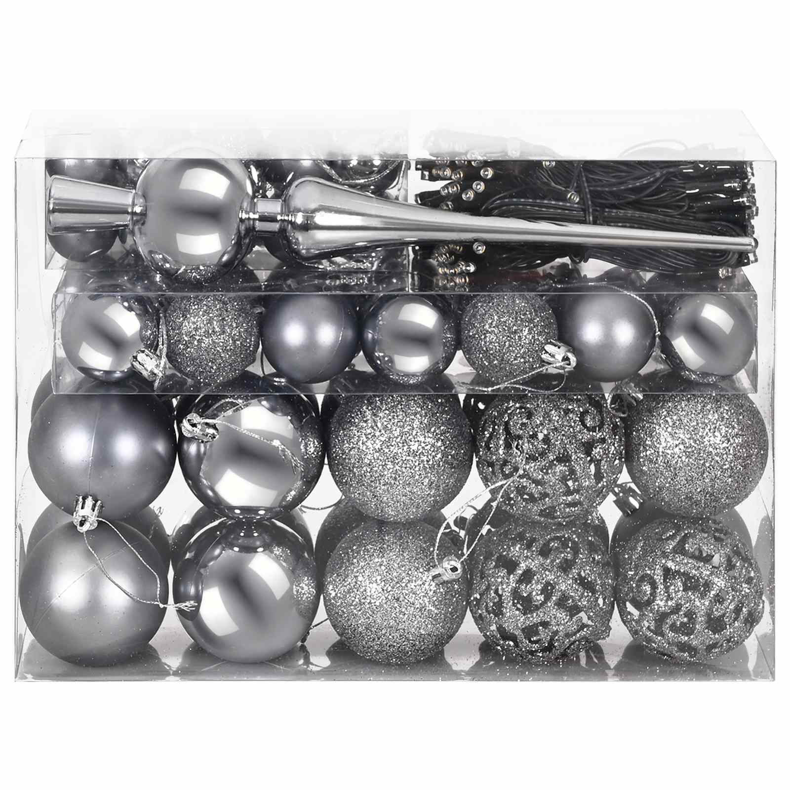 Set božičnih okraskov 61 kos Siva Premer 6 cm Plastika 300 LED