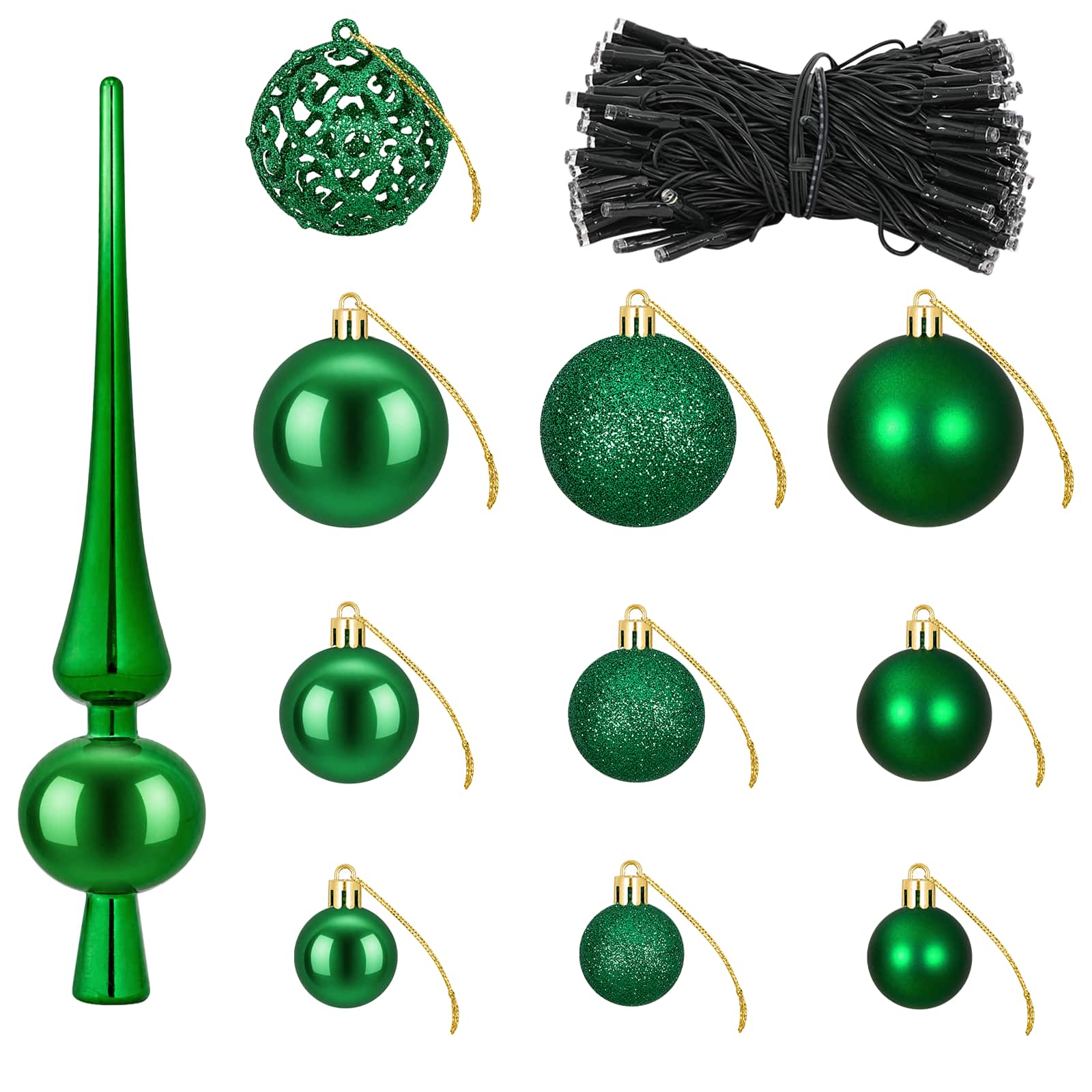 Set božičnih okraskov 61 kos Zelena Premer 6 cm Plastika