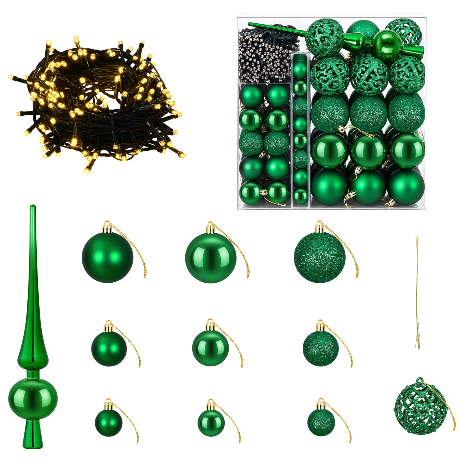 vidaXL Set de Globuri de Crăciun 120 buc. Verde Diam. 6 cm Plastic