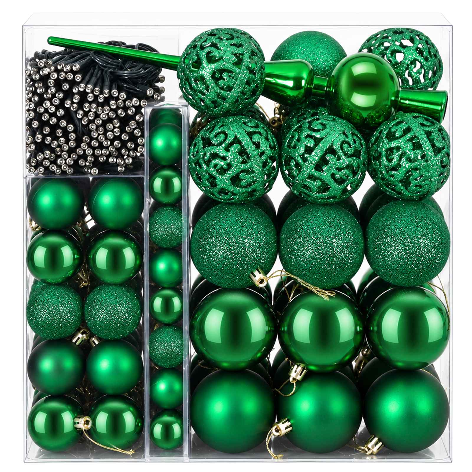 vidaXL Kerstbal Set 120 st Groen Dia. 6 cm Kunststof 300 LED's, foto 4
