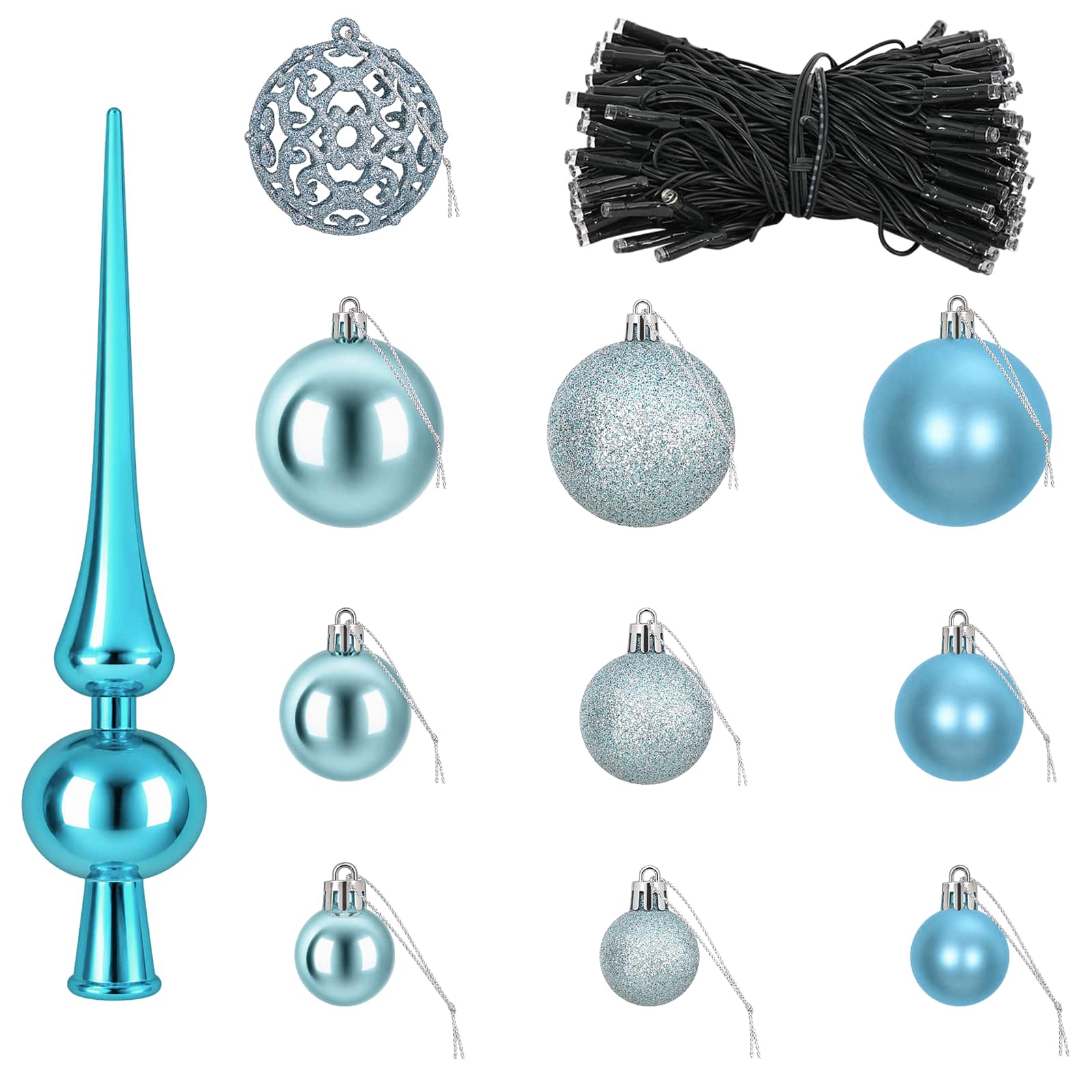 Set božičnih okraskov 61 kos Turkizna Premer 6 cm Plastika