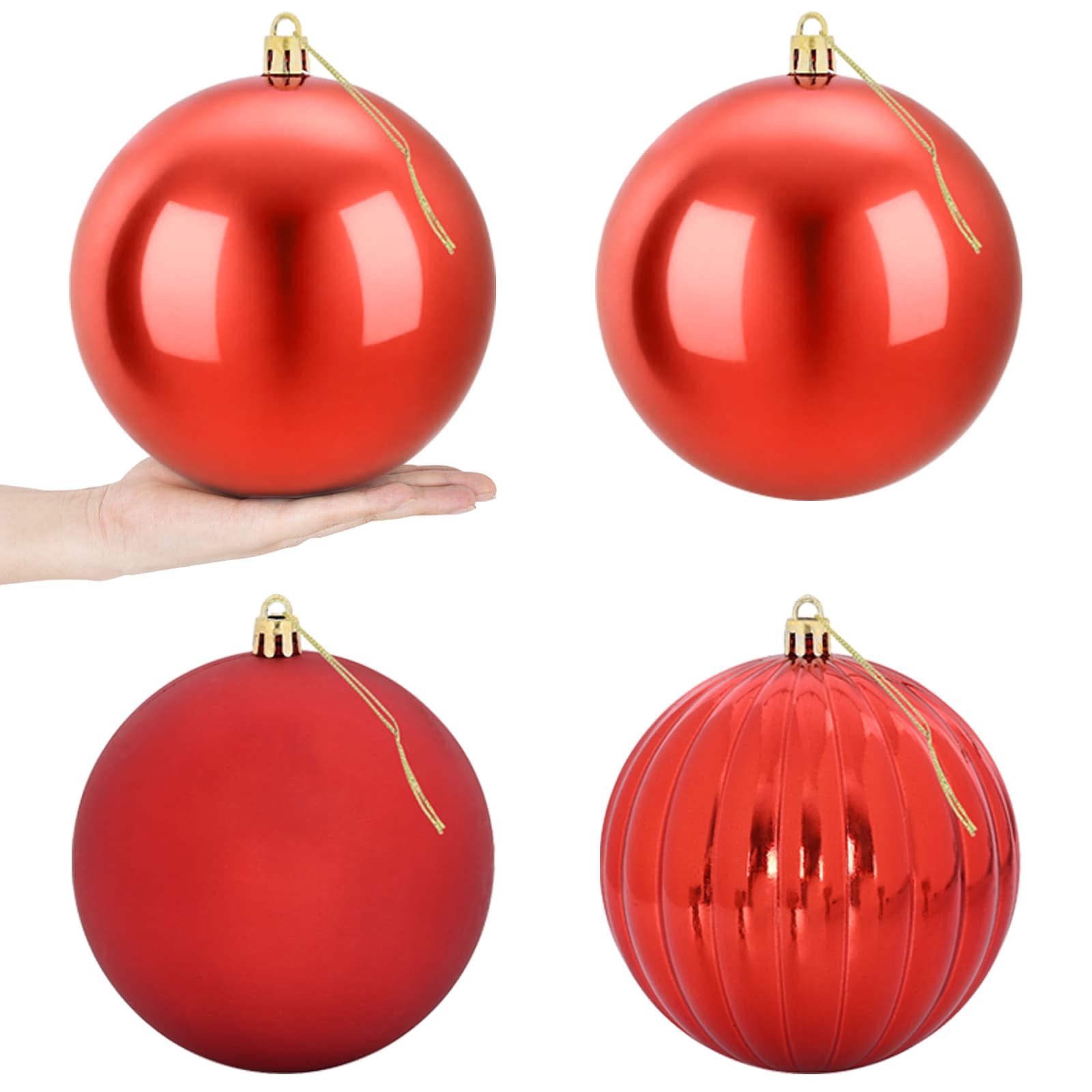 Set božičnih kroglic XXL 4 kos Rdeča Premer 20 cm Plastika