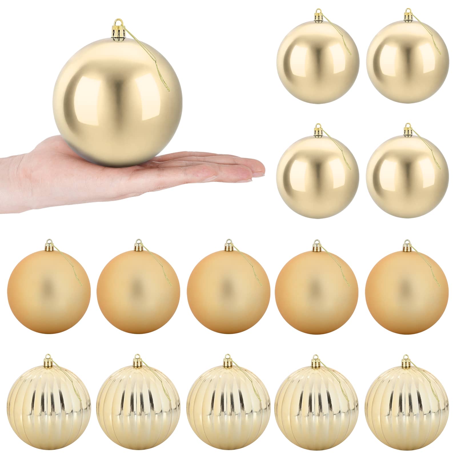 Set božičnih kroglic XL 15 kos Zlata Premer 10 cm Plastika