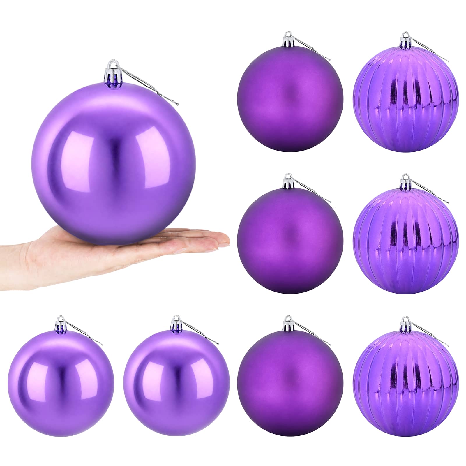 vidaXL Set de globuri de Crăciun XL 9 buc. Violet Diam. 15 cm Plastic