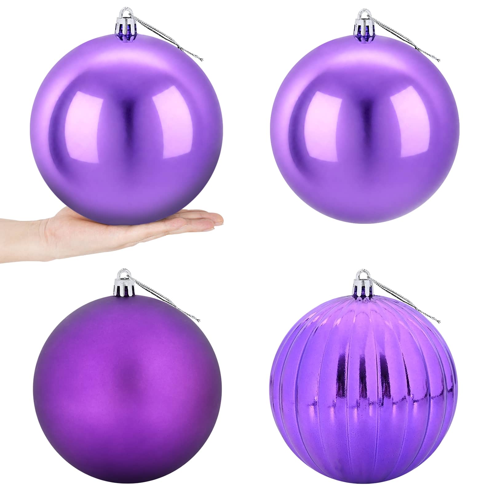 vidaXL Set de globuri de Crăciun XXL 4 buc. Violet Diam. 20 cm Plastic