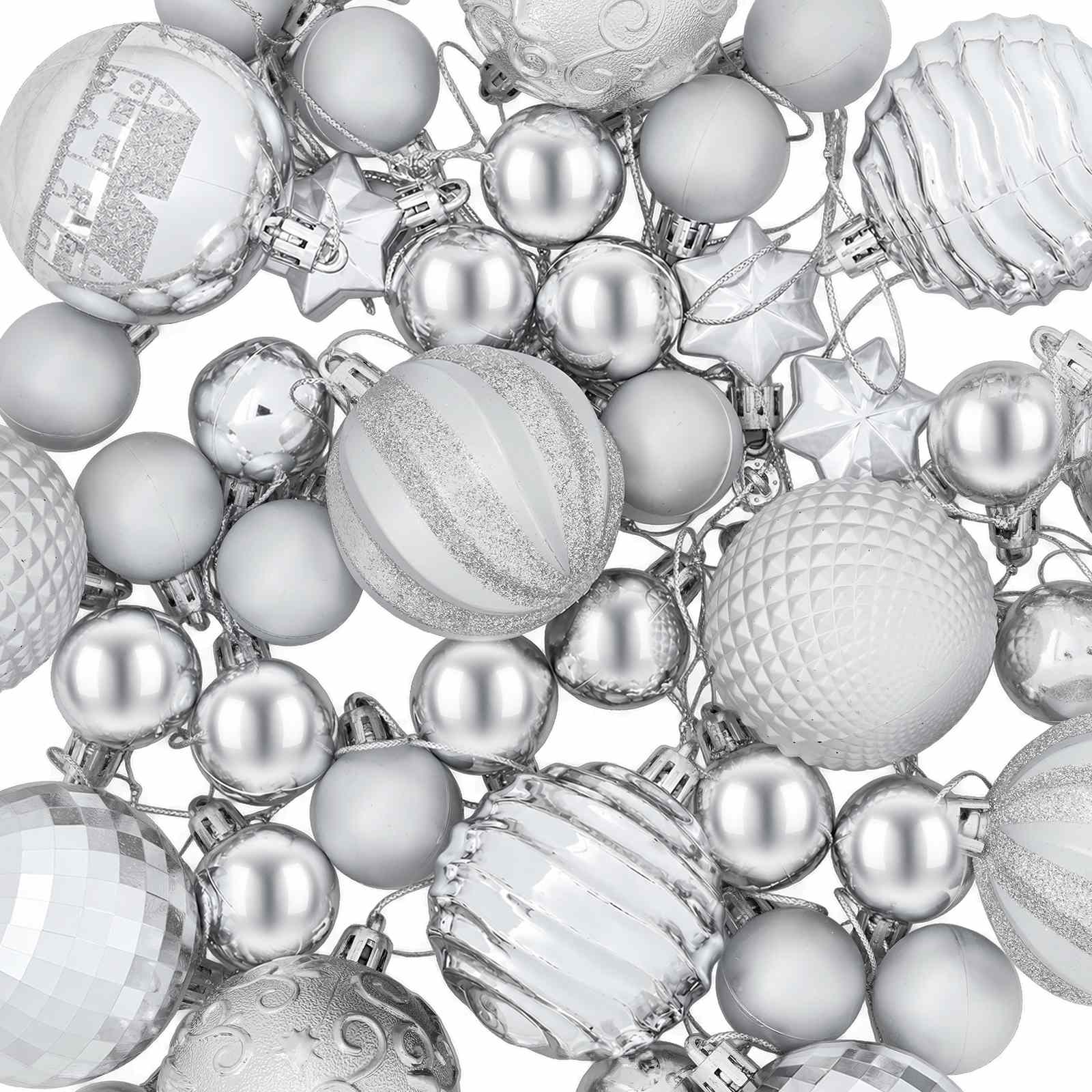 Komplet božičnih kroglic 88 kos Srebrna Ø 6 cm Plastika