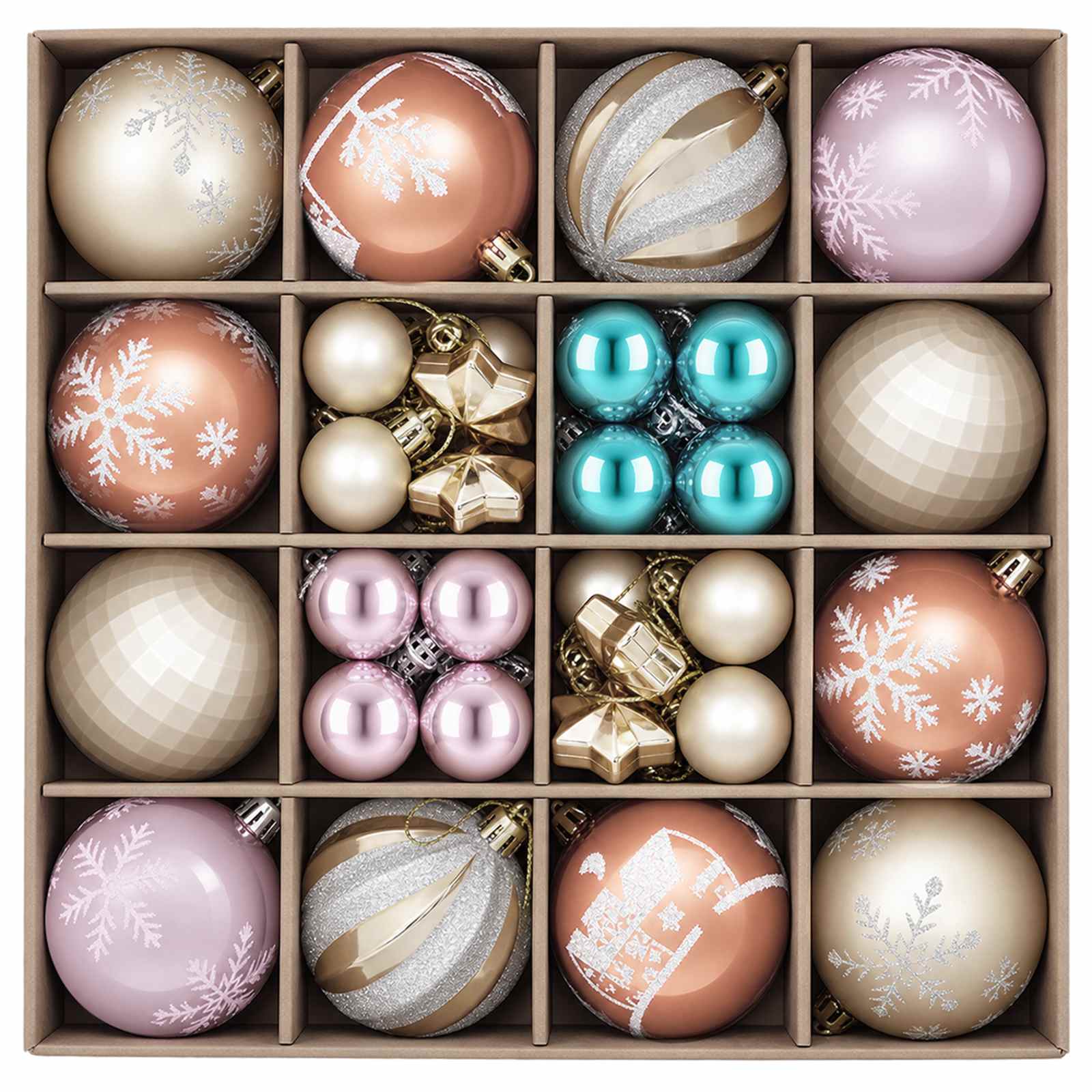 vidaXL - Kerstballenset - 88 - st - Roze, - goud, - bruin - en - turquoise - Ø - 6 - cm