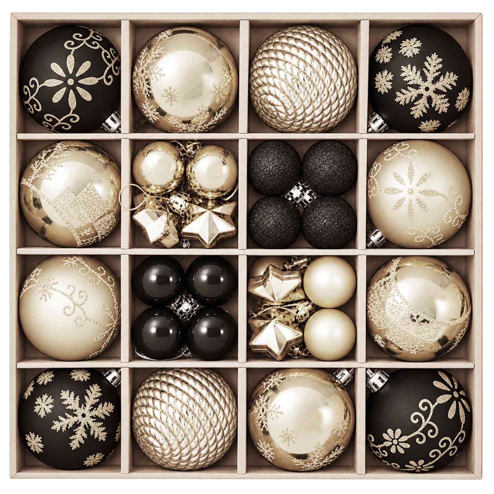 vidaXL - Kerstballenset - 88 - st - Zwart - en - Goud - Ø - 6 - cm - Kunststof