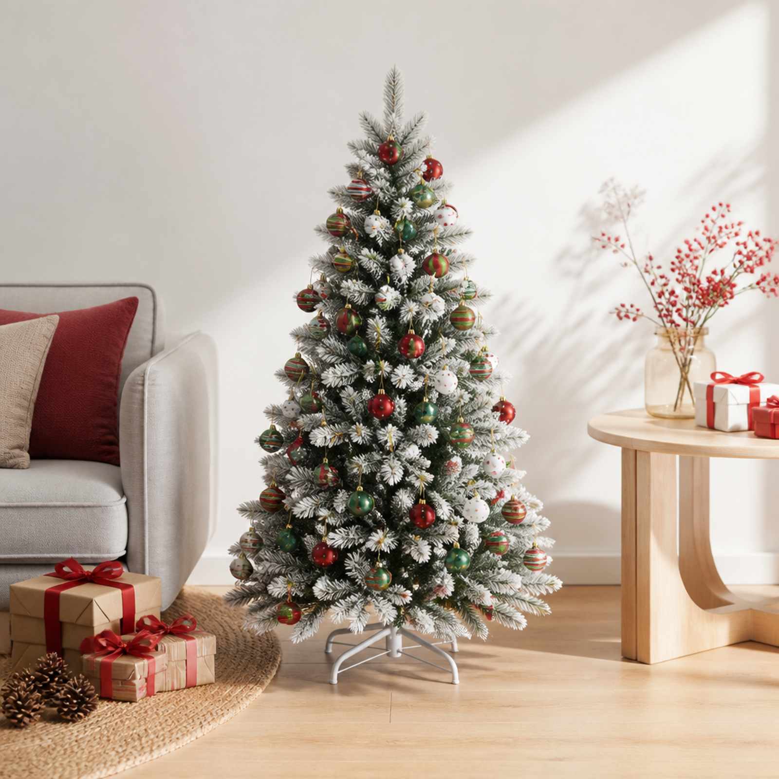 vidaXL Weihnachtskugelset 30 stk. Weiß, Rot und Hellgrün Ø 6 cm